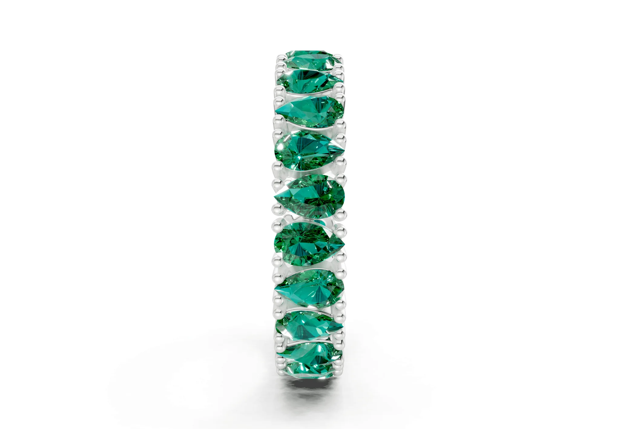 Petite Melrose Pear Cut Emerald Gemstone Eternity Band 2½ Carat Total Wt. - Image 11