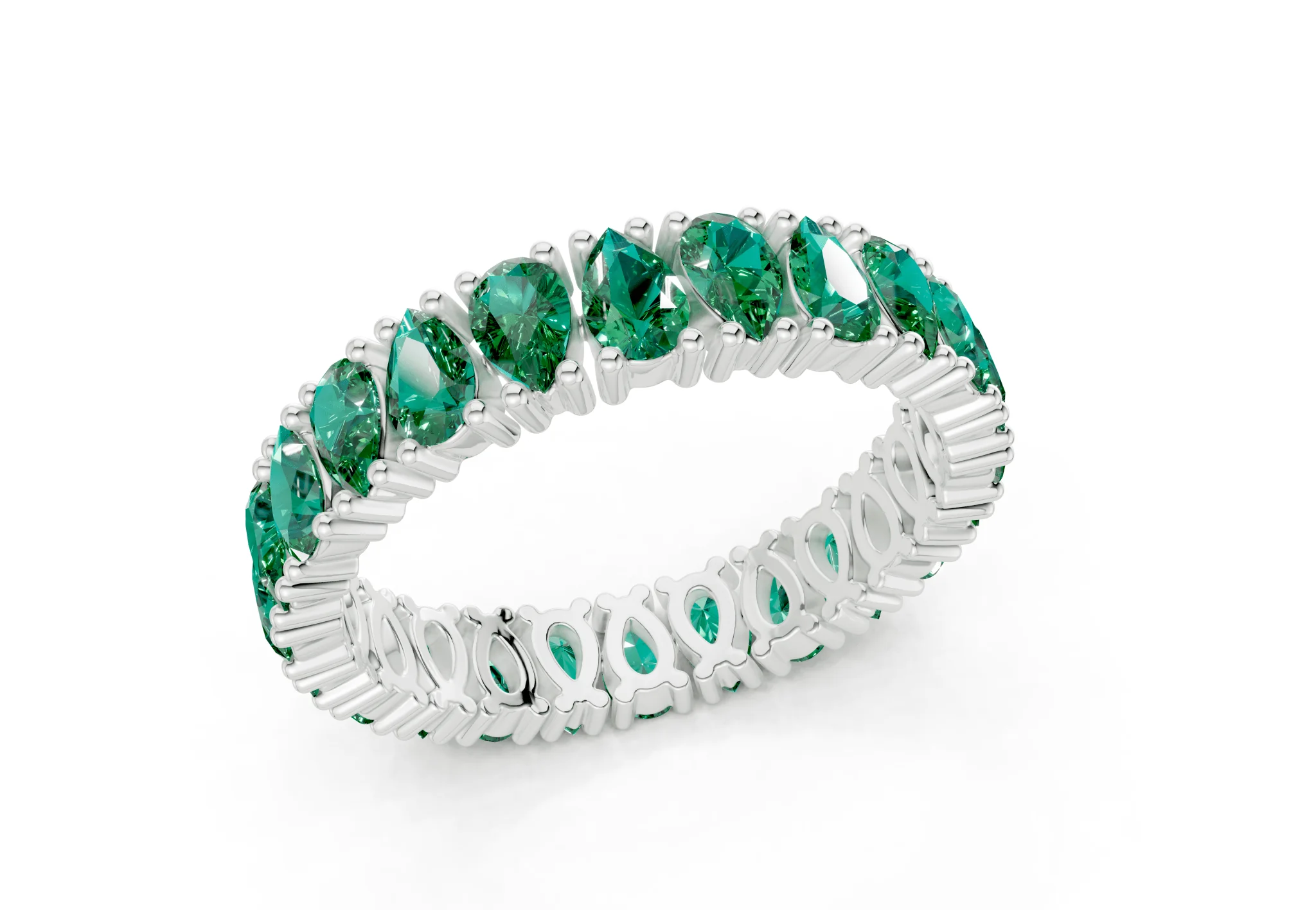 Petite Melrose Pear Cut Emerald Gemstone Eternity Band 2½ Carat Total Wt. - Image 12