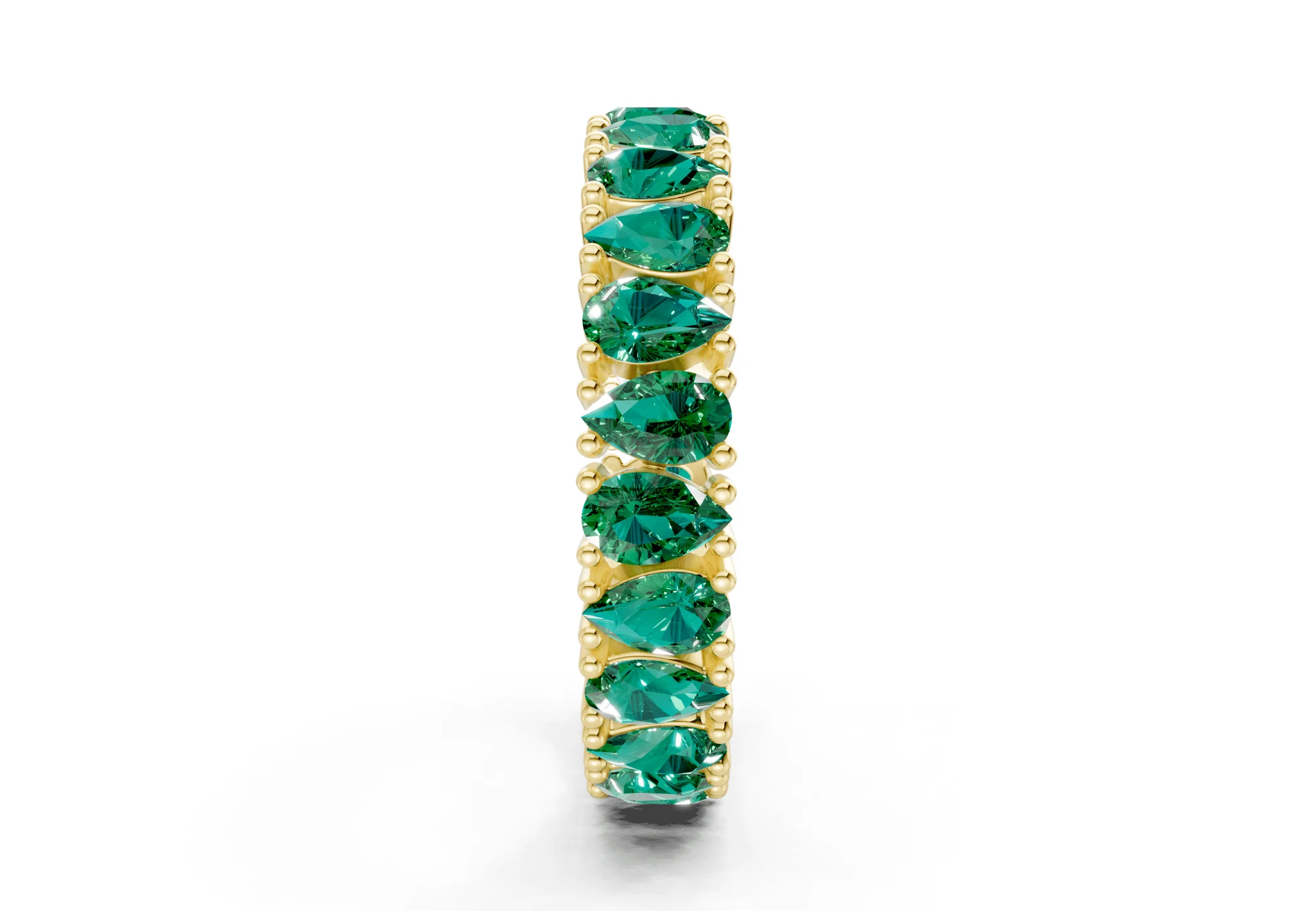 Petite Melrose Pear Cut Emerald Gemstone Eternity Band 2½ Carat Total Wt. - Image 3