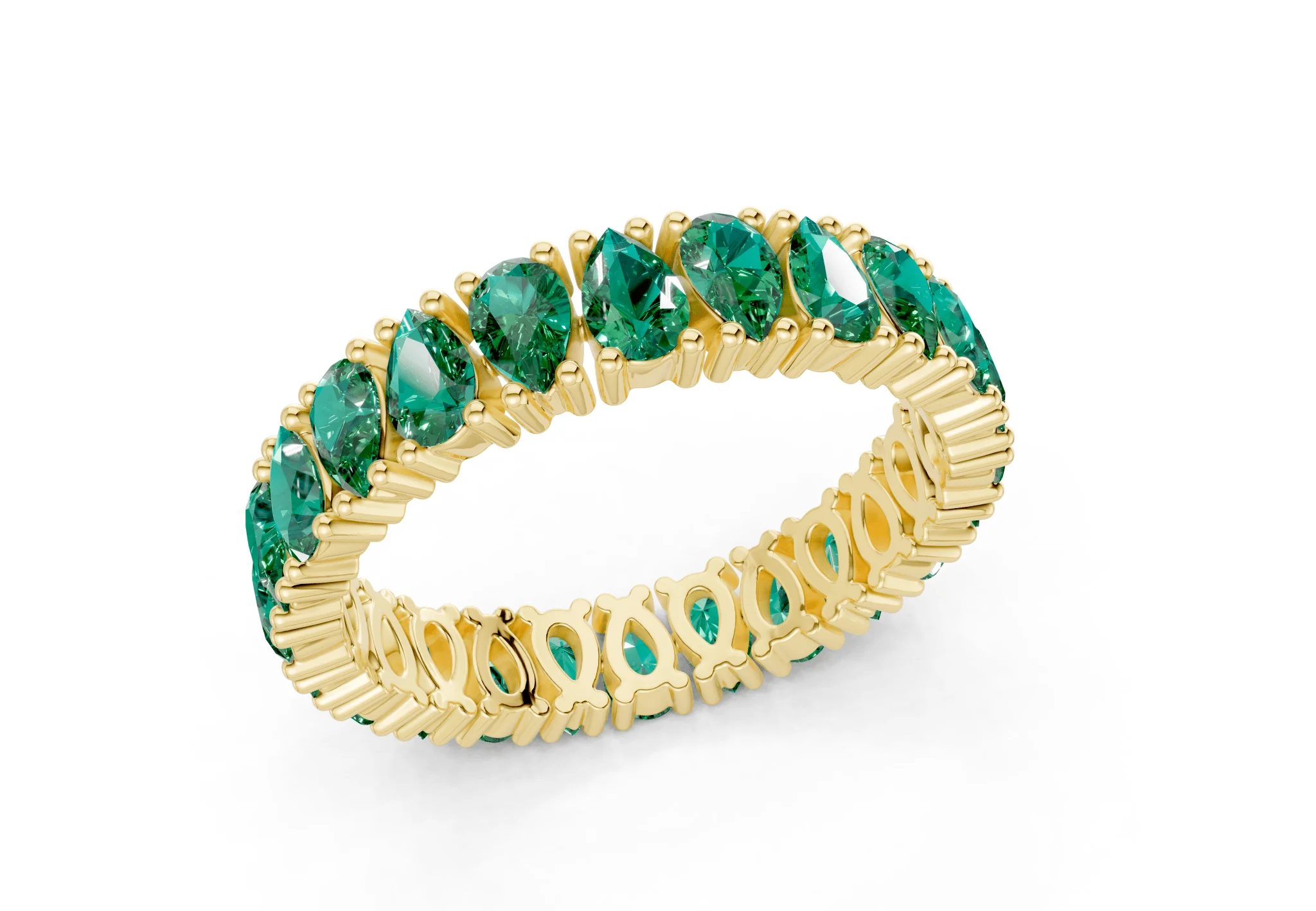 Petite Melrose Pear Cut Emerald Gemstone Eternity Band 2½ Carat Total Wt. - Image 4
