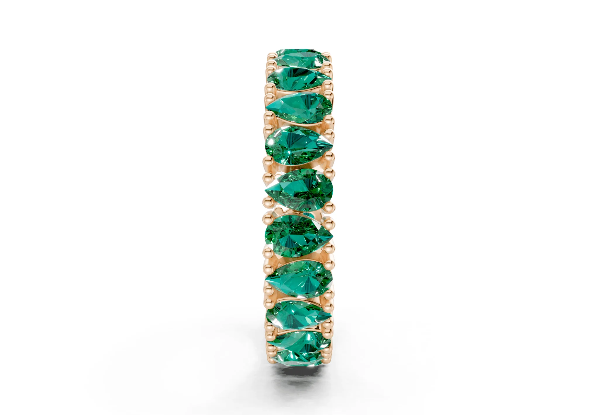 Petite Melrose Pear Cut Emerald Gemstone Eternity Band 2½ Carat Total Wt. - Image 7