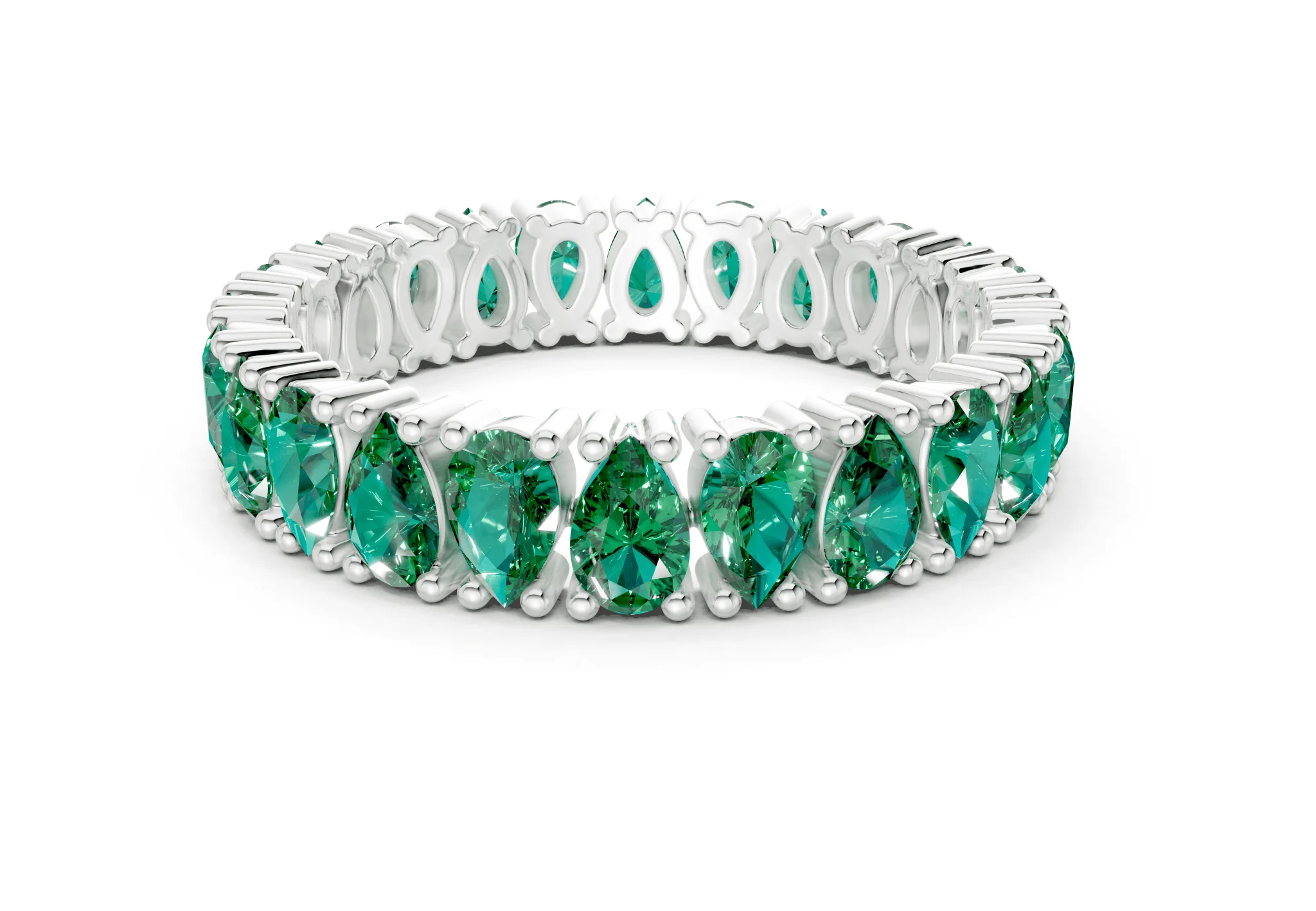 Petite Melrose Pear Cut Emerald Gemstone Eternity Band 2½ Carat Total Wt. - Image 9