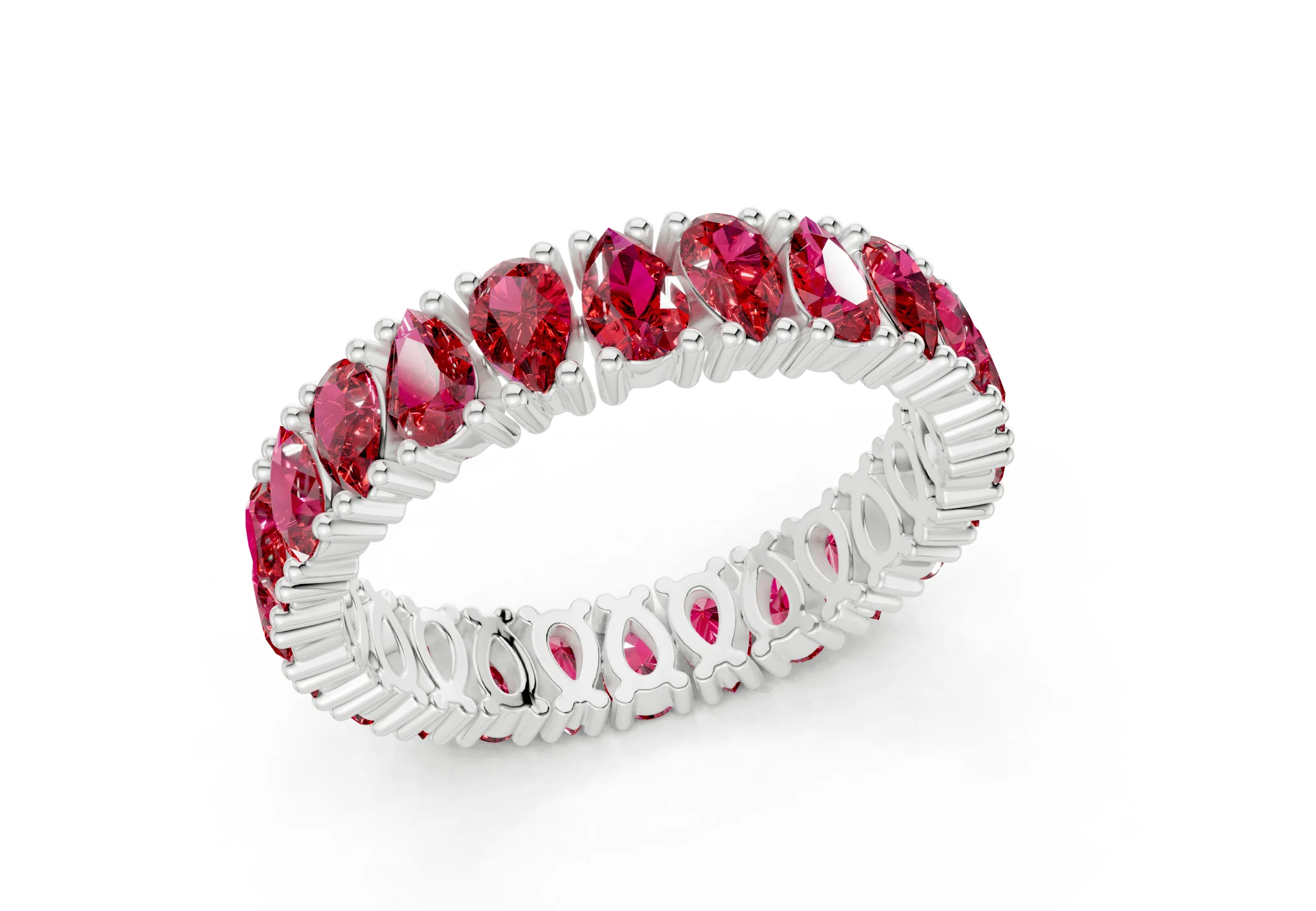 Petite Melrose Pear Cut Ruby Gemstone Eternity Band 2½ Carat Total Wt. - Image 12