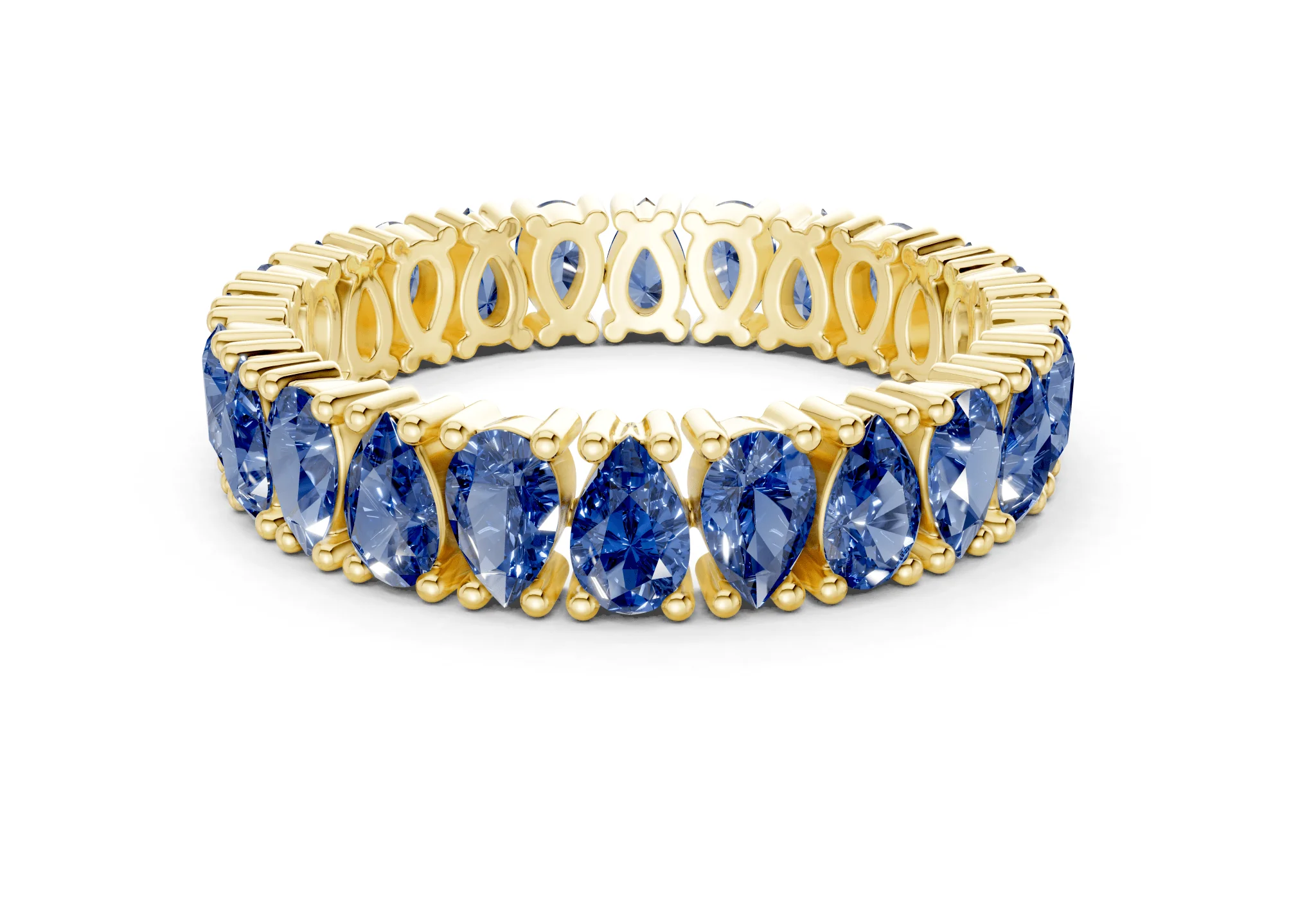 Petite Melrose Pear Cut Sapphire Gemstone Eternity Band 2½ Carat Total Wt.