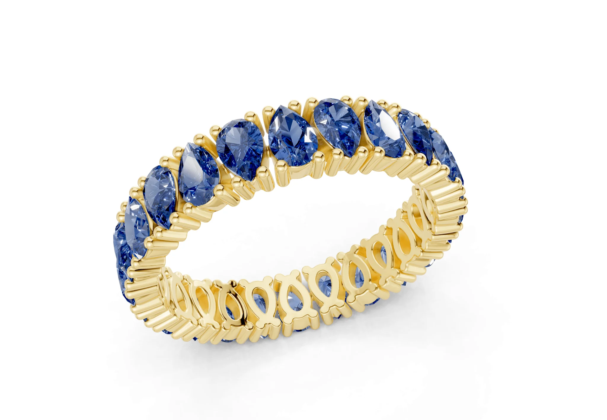 Petite Melrose Pear Cut Sapphire Gemstone Eternity Band 2½ Carat Total Wt. - Image 4