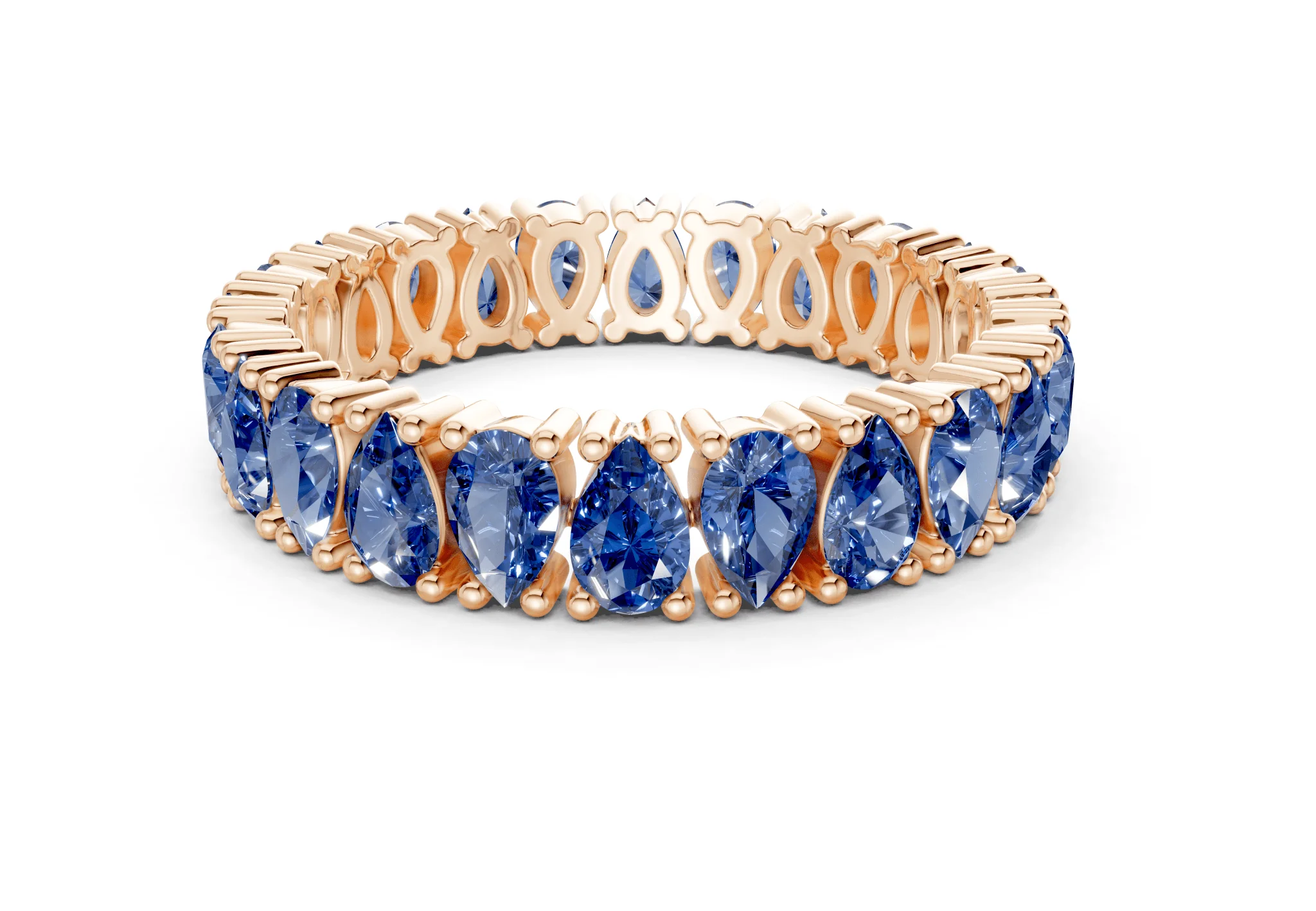 Petite Melrose Pear Cut Sapphire Gemstone Eternity Band 2½ Carat Total Wt. - Image 5