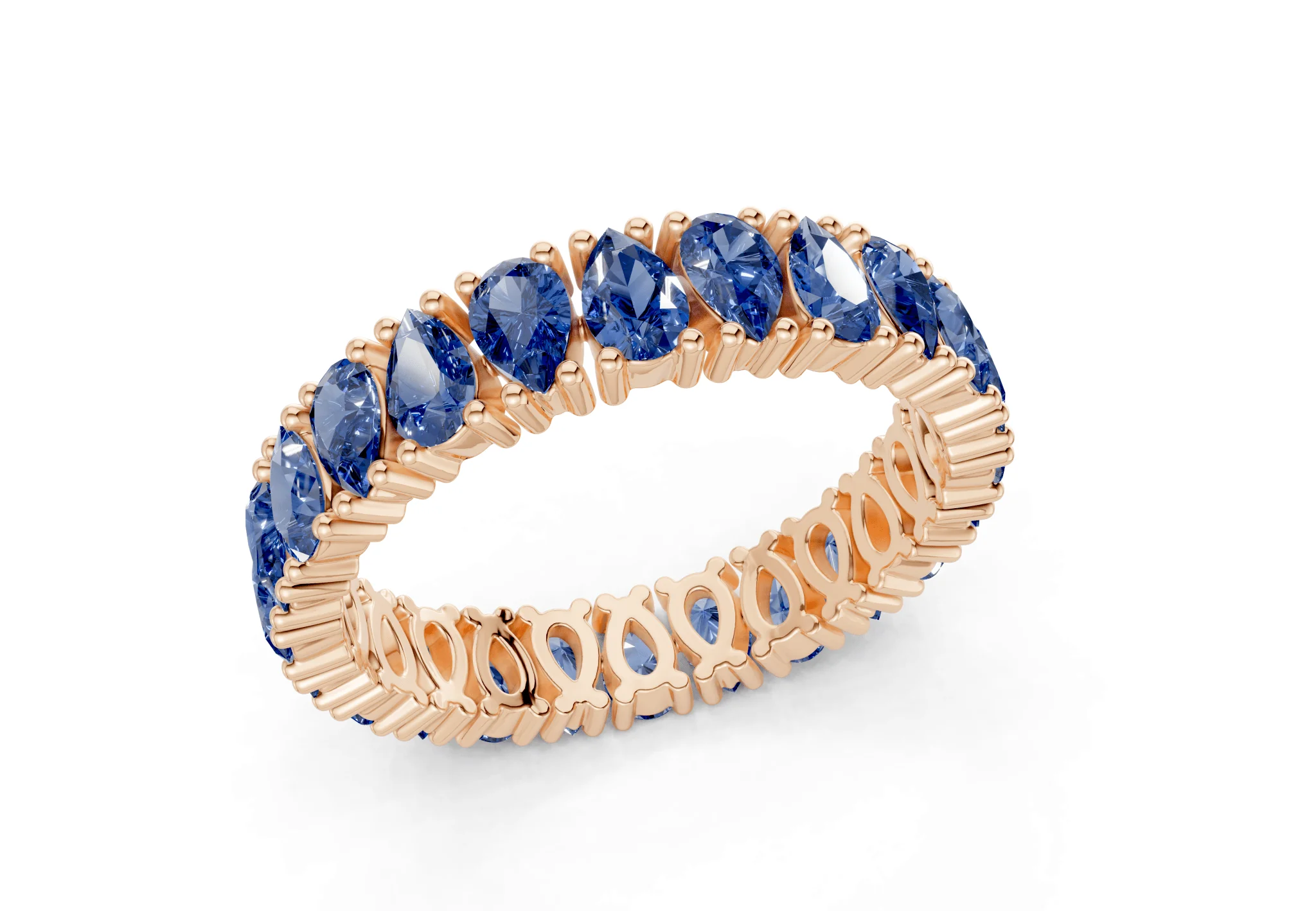 Petite Melrose Pear Cut Sapphire Gemstone Eternity Band 2½ Carat Total Wt. - Image 8