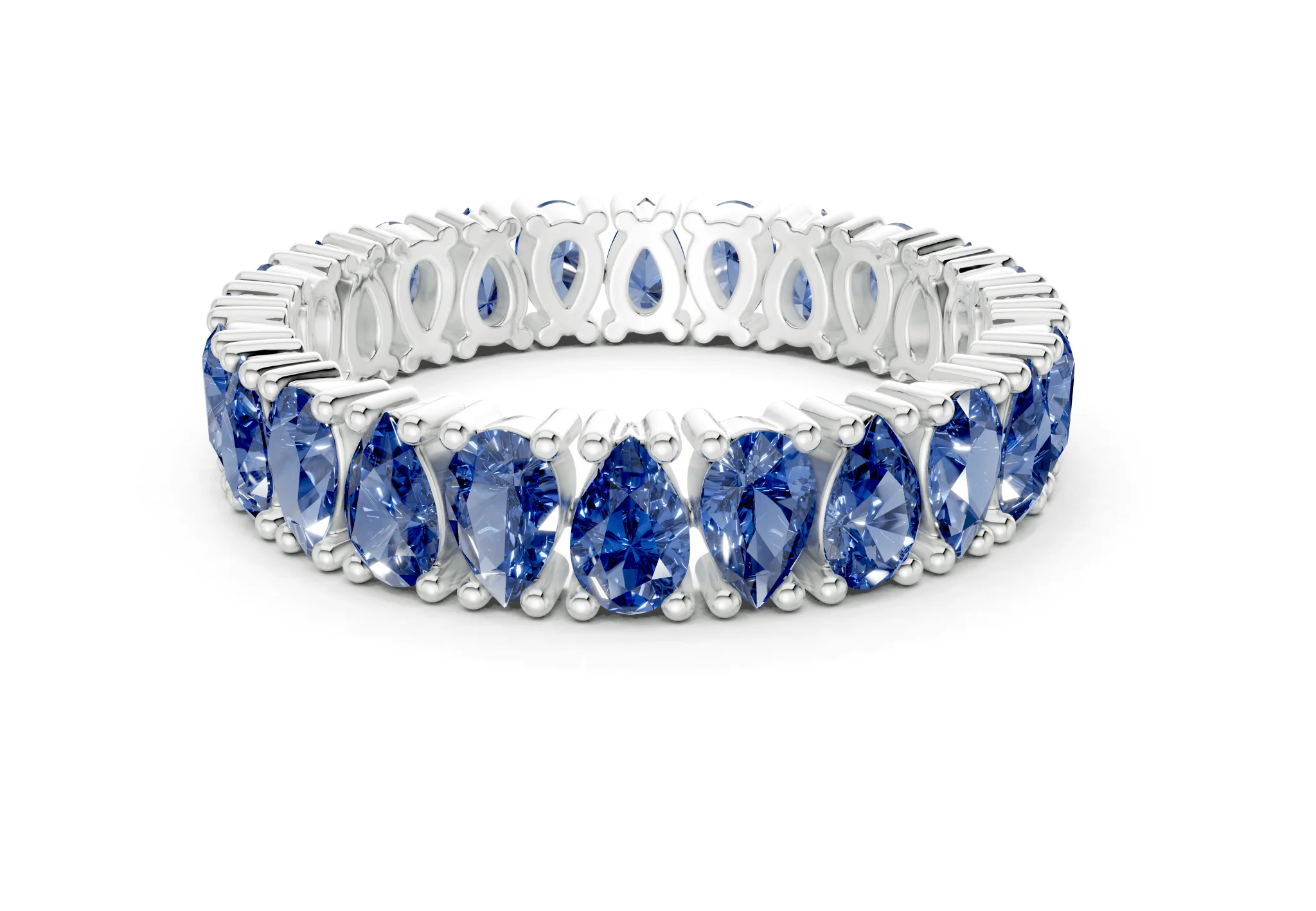 Petite Melrose Pear Cut Sapphire Gemstone Eternity Band 2½ Carat Total Wt. - Image 9