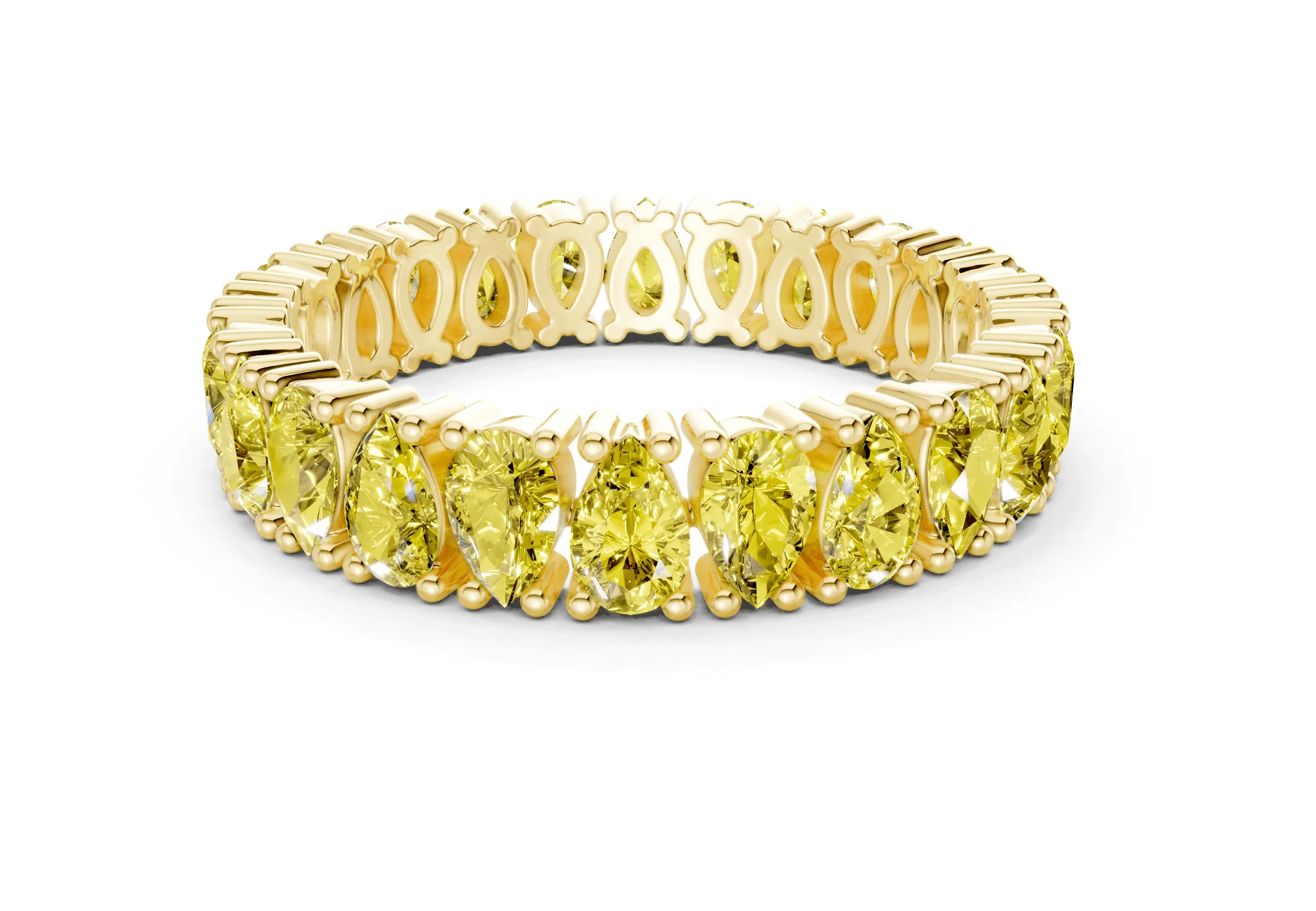 Petite Melrose Pear Cut Yellow Diamond Eternity Band 2½ Carat Total Wt.