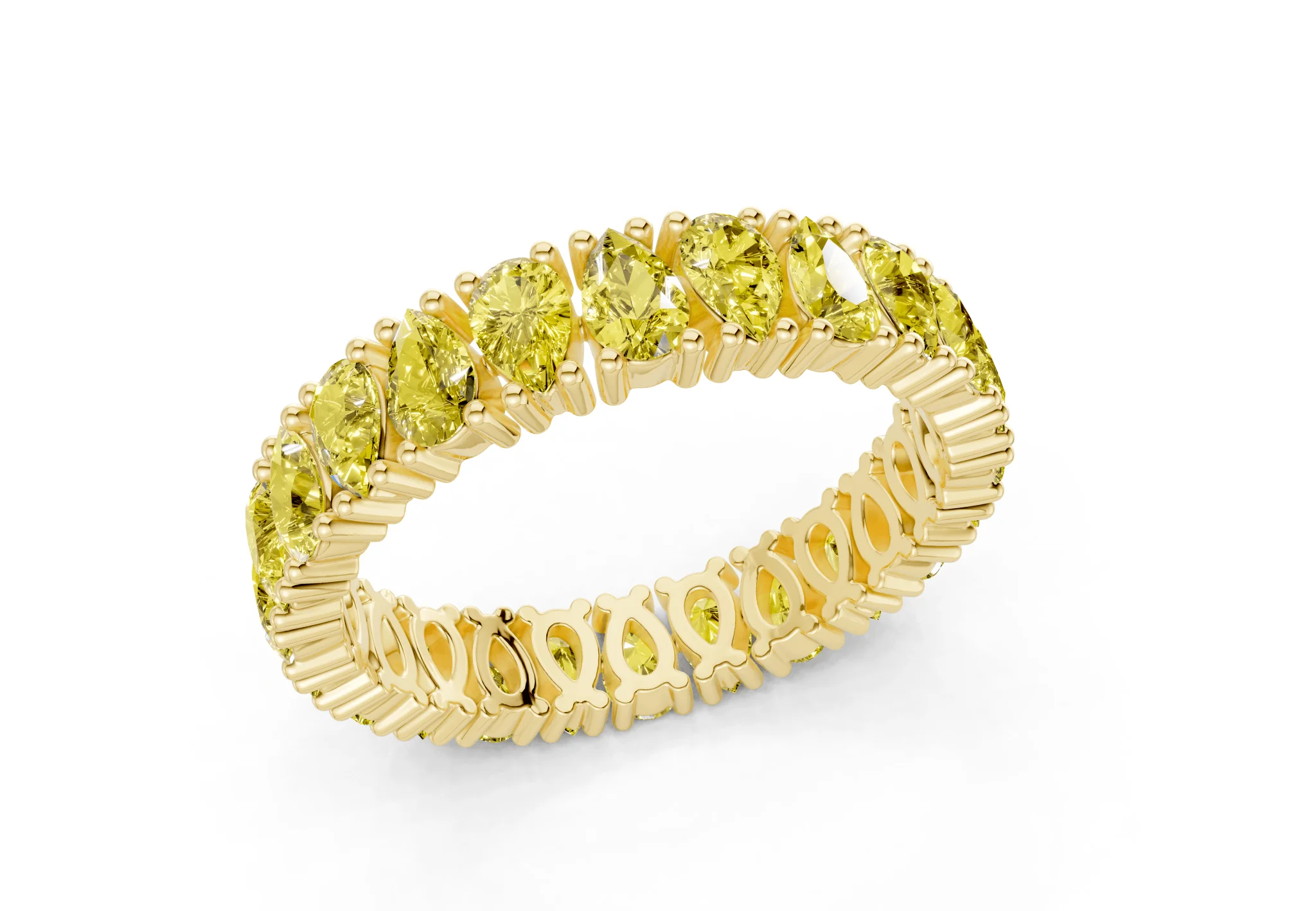 Petite Melrose Pear Cut Yellow Diamond Eternity Band 2½ Carat Total Wt. - Image 4