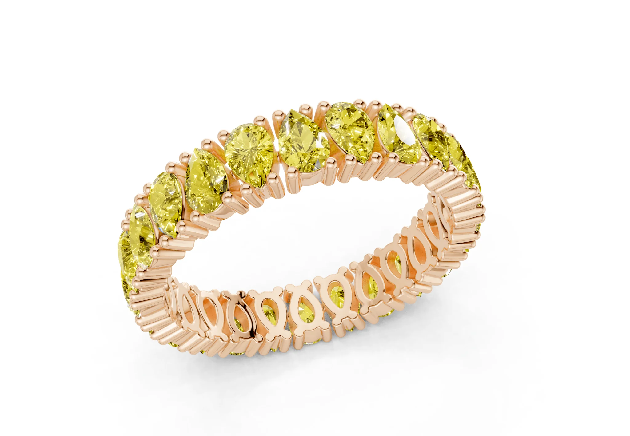Petite Melrose Pear Cut Yellow Diamond Eternity Band 2½ Carat Total Wt. - Image 8
