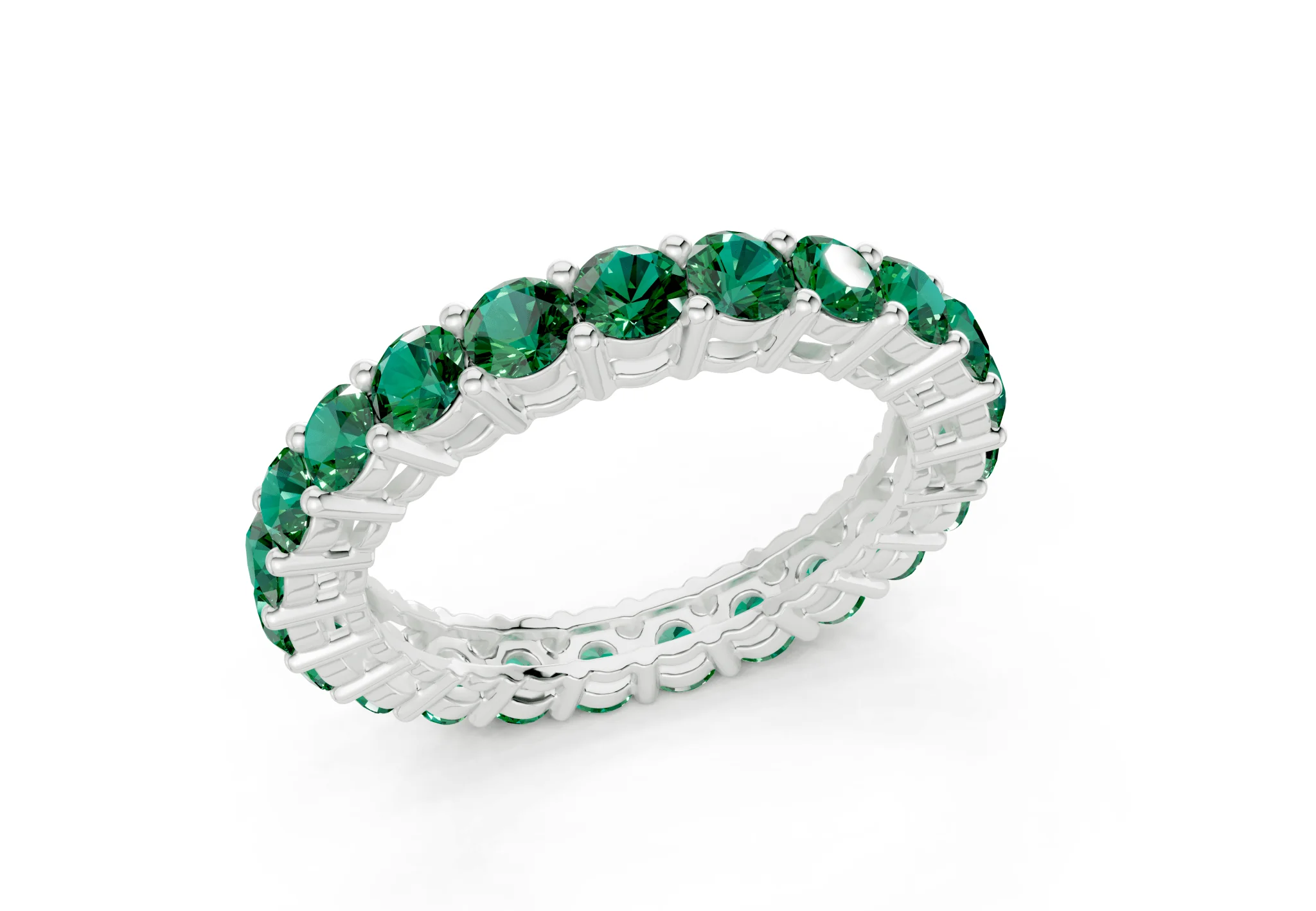 Petite Melrose Round Cut Emerald Gemstone Eternity Band 2½ Carat Total Wt. - Image 12