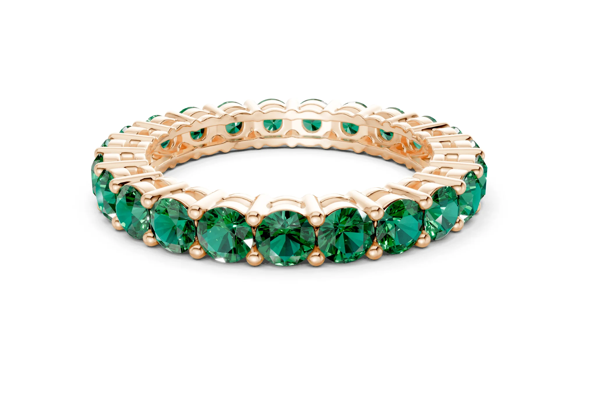 Petite Melrose Round Cut Emerald Gemstone Eternity Band 2½ Carat Total Wt. - Image 5