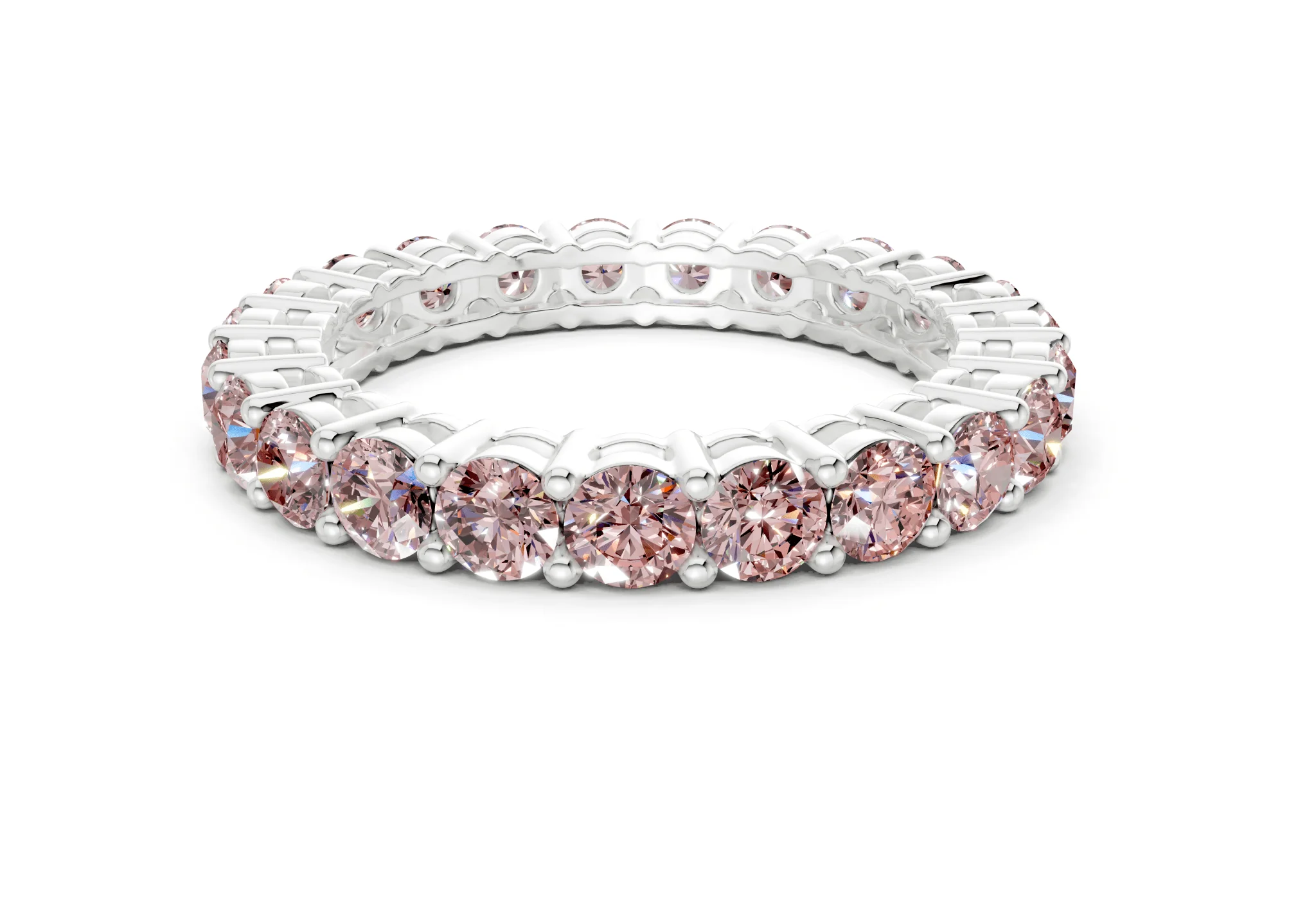 Petite Melrose Round Cut Pink Diamond Eternity Band 2½ Carat Total Wt. - Image 9