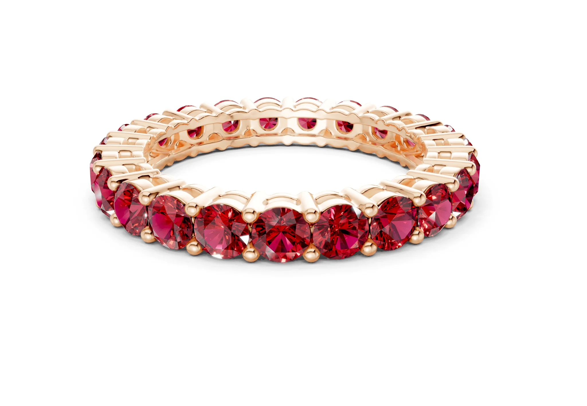 Petite Melrose Round Cut Ruby Gemstone Eternity Band 2½ Carat Total Wt. - Image 5