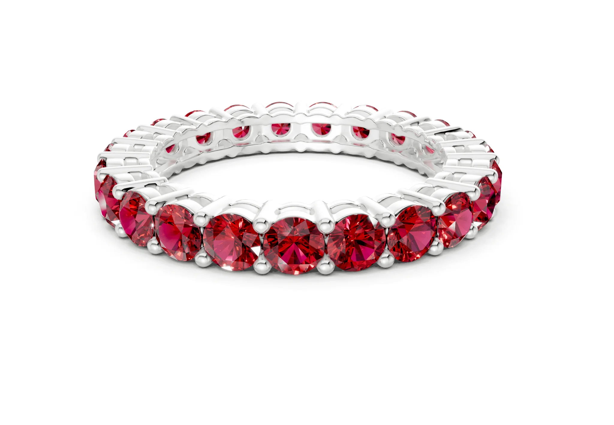 Petite Melrose Round Cut Ruby Gemstone Eternity Band 2½ Carat Total Wt. - Image 9