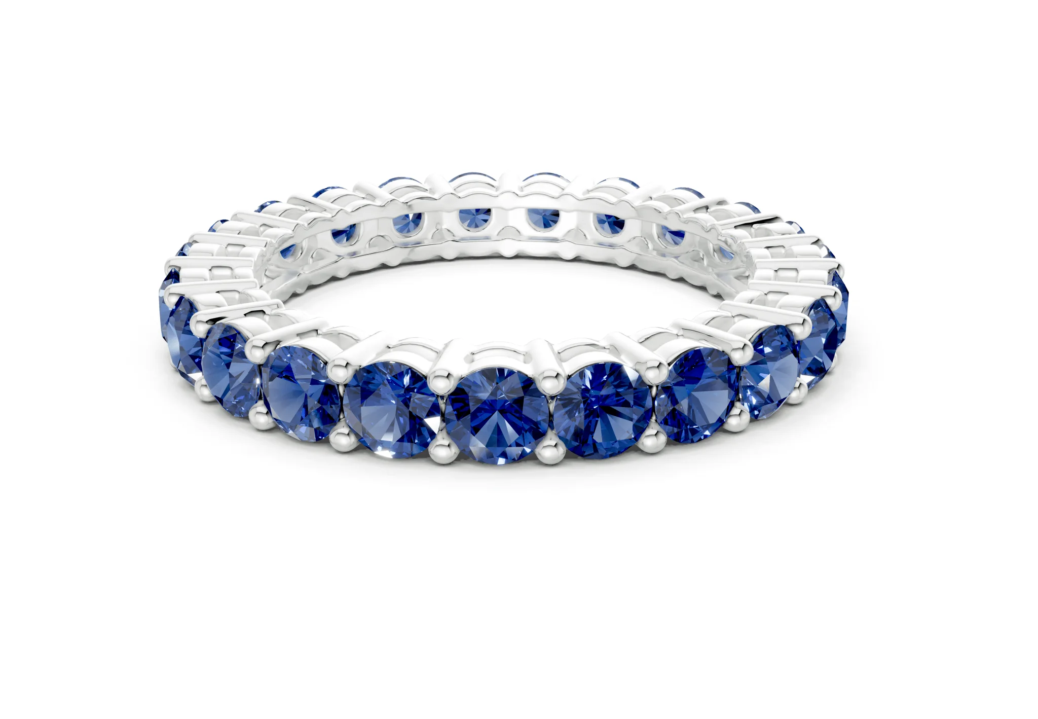 Petite Melrose Round Cut Sapphire Gemstone Eternity Band 2½ Carat Total Wt. - Image 9