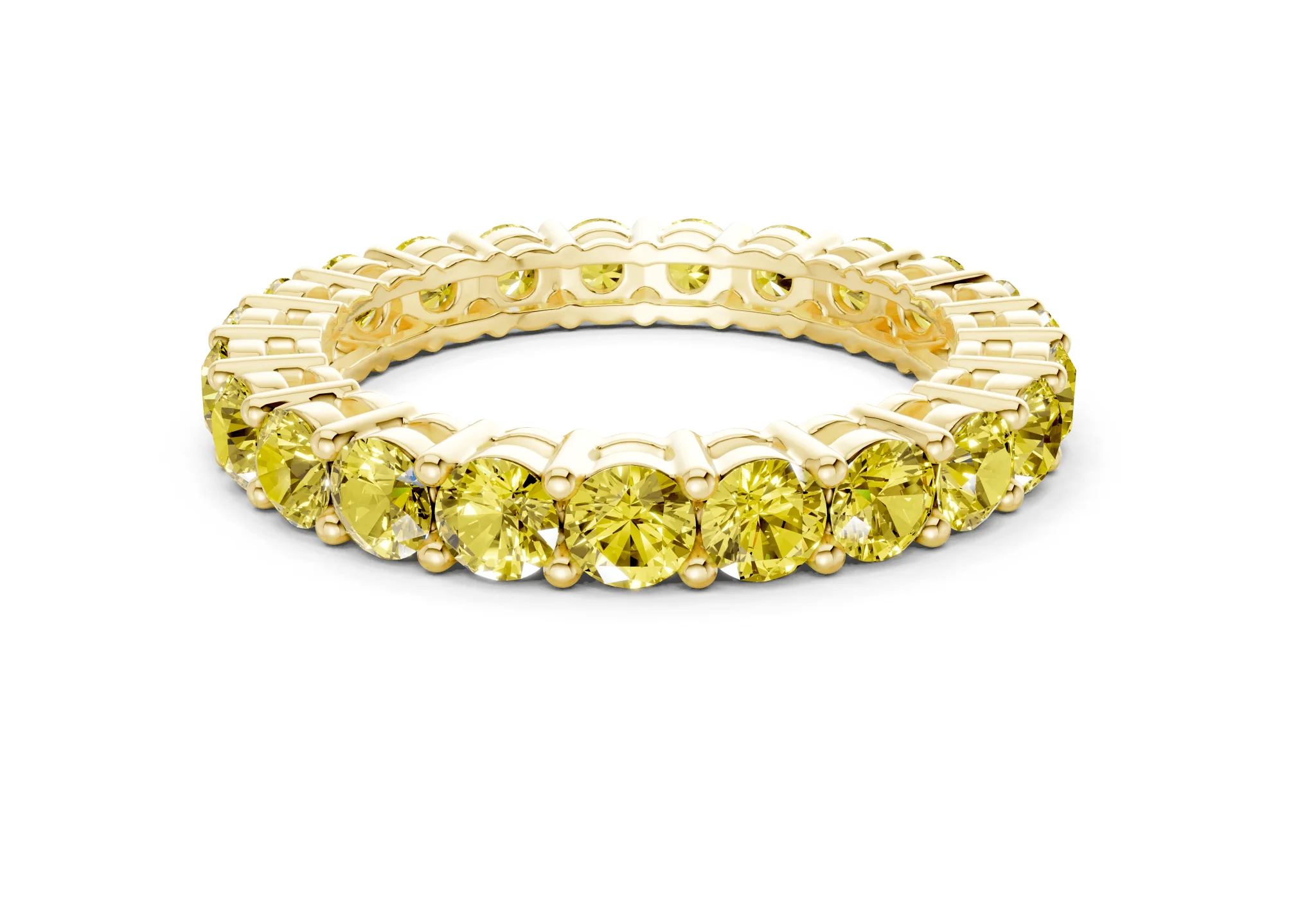 Petite Melrose Round Cut Yellow Diamond Eternity Band 2½ Carat Total Wt.
