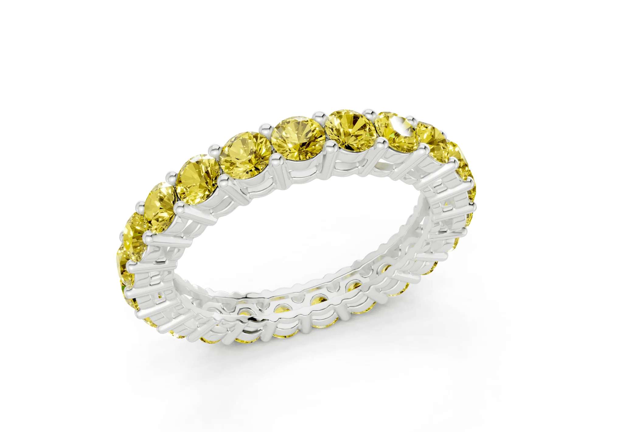 Petite Melrose Round Cut Yellow Diamond Eternity Band 2½ Carat Total Wt. - Image 12