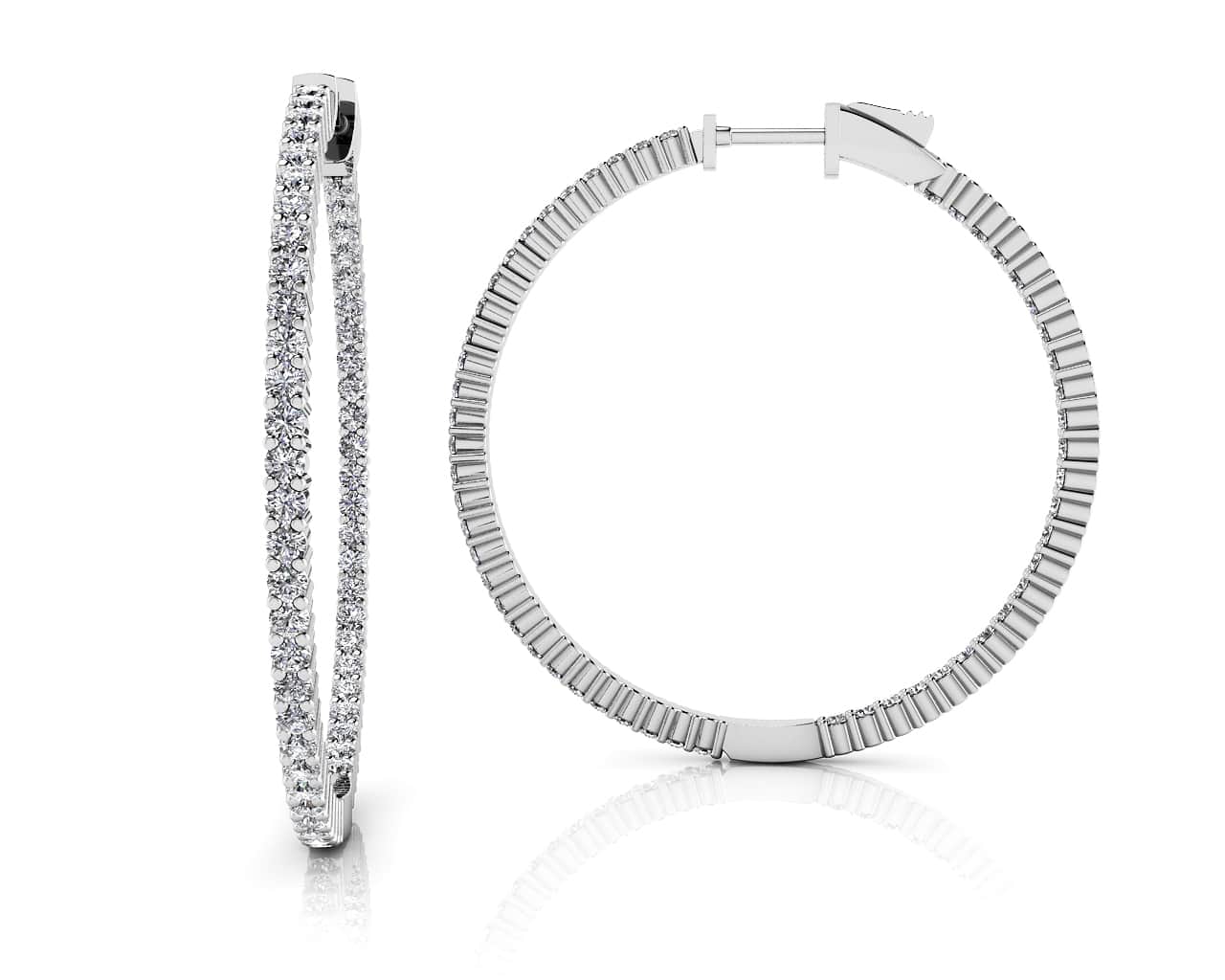 Single Row Inside Out Diamond Hoop Earring - Image 3