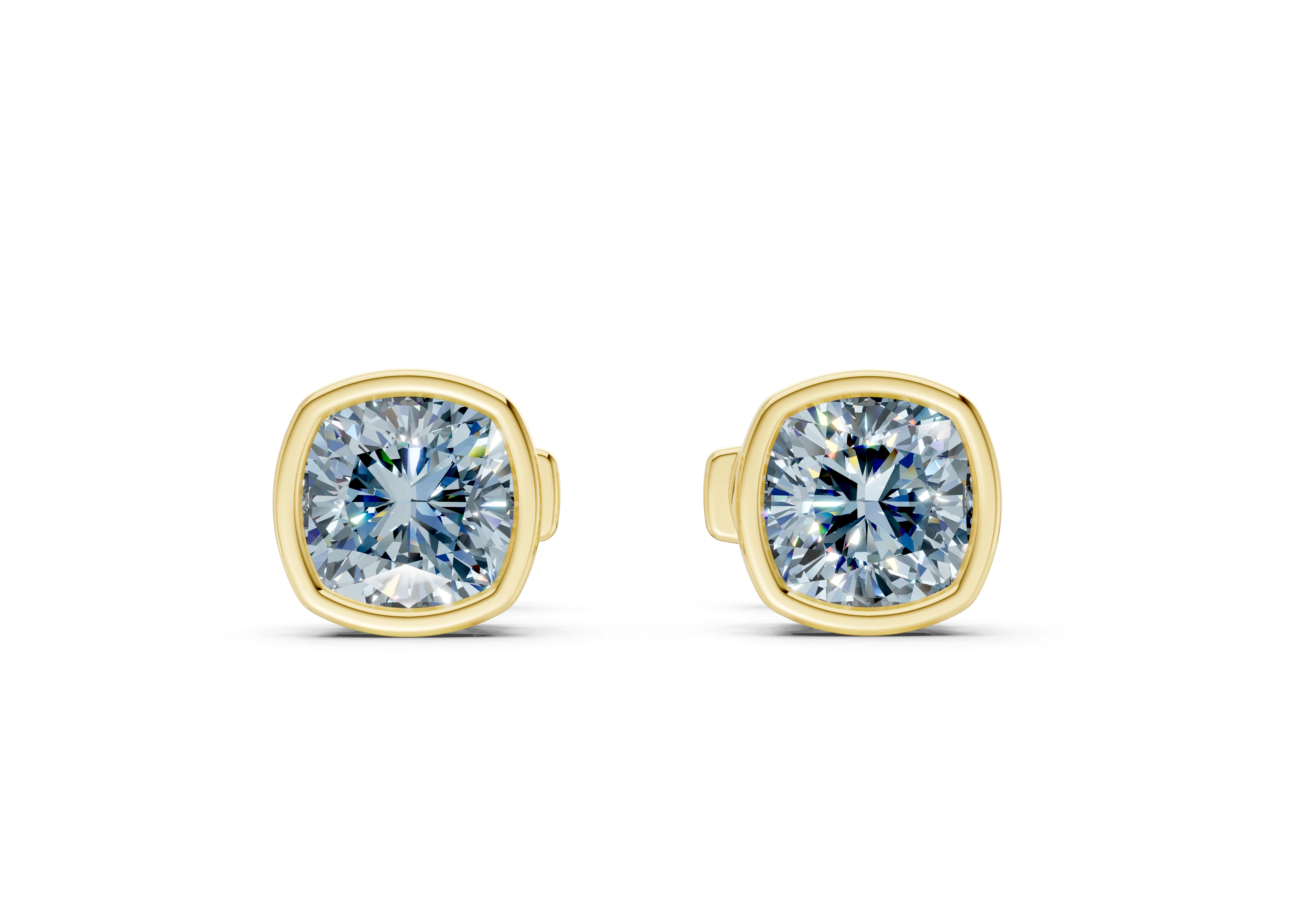 Solane Blue Diamond Cushion Cut Bezel Studs