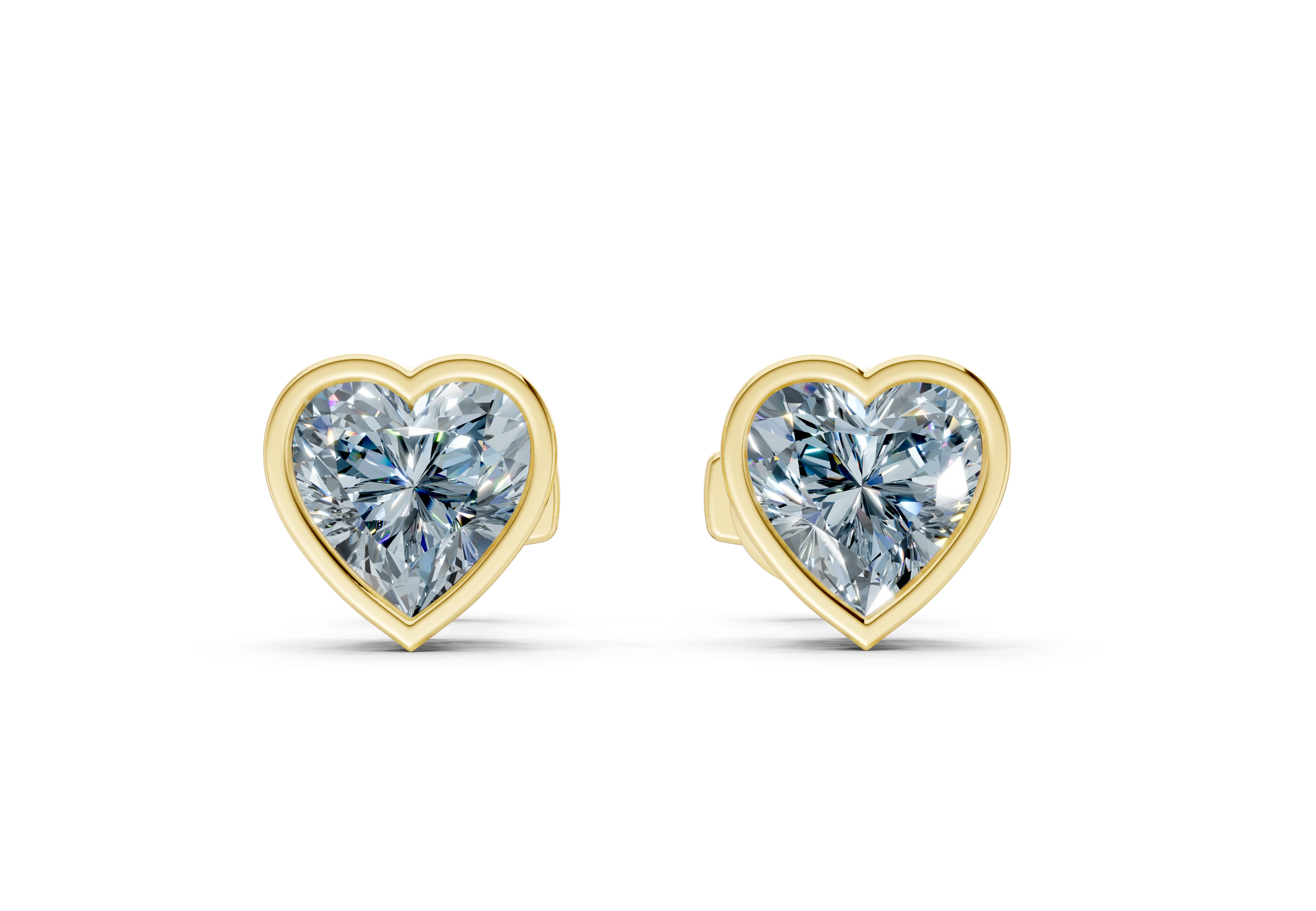 Solane Blue Diamond Heart Cut Bezel Studs