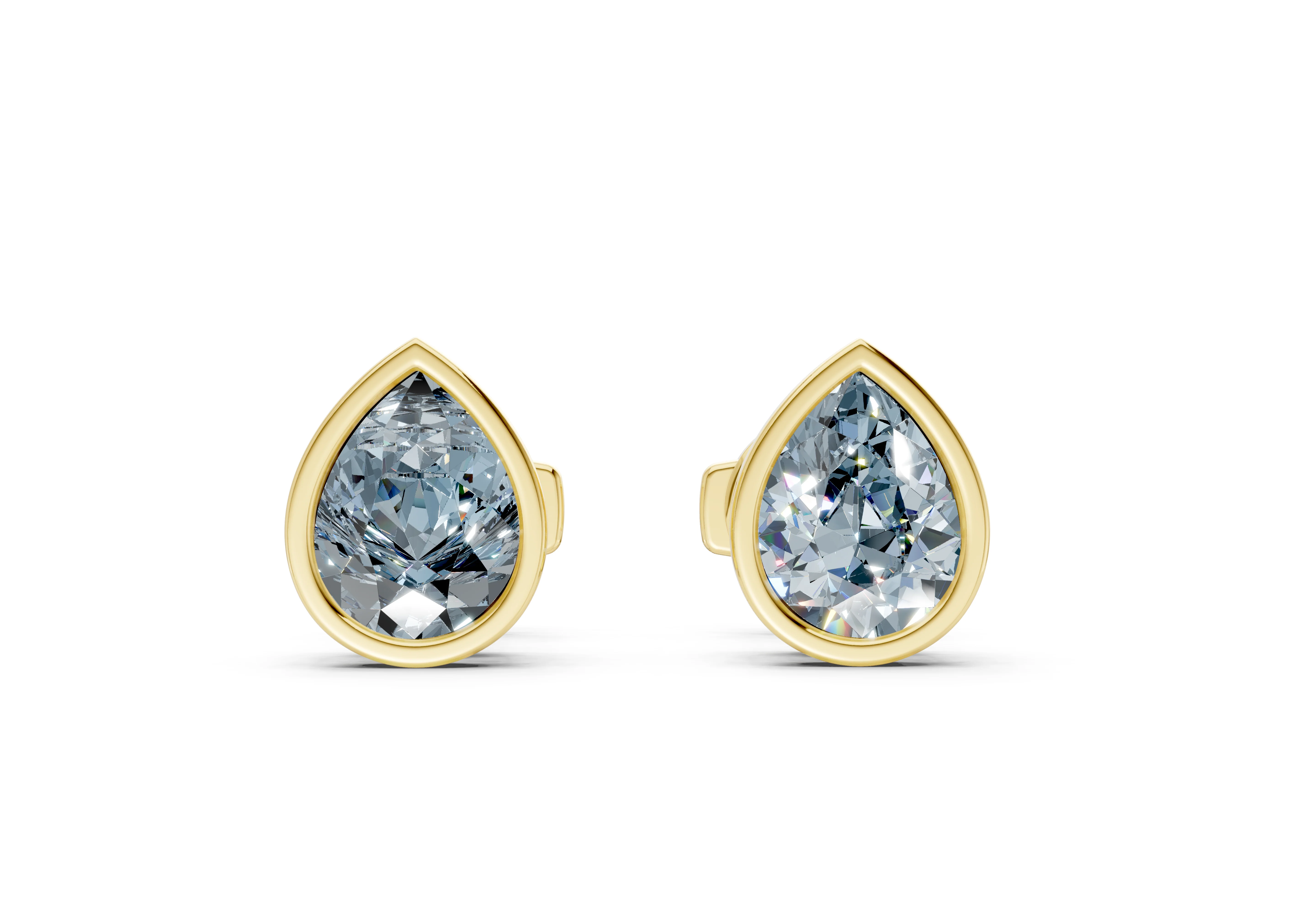 Solane Blue Diamond Pear Cut Bezel Studs