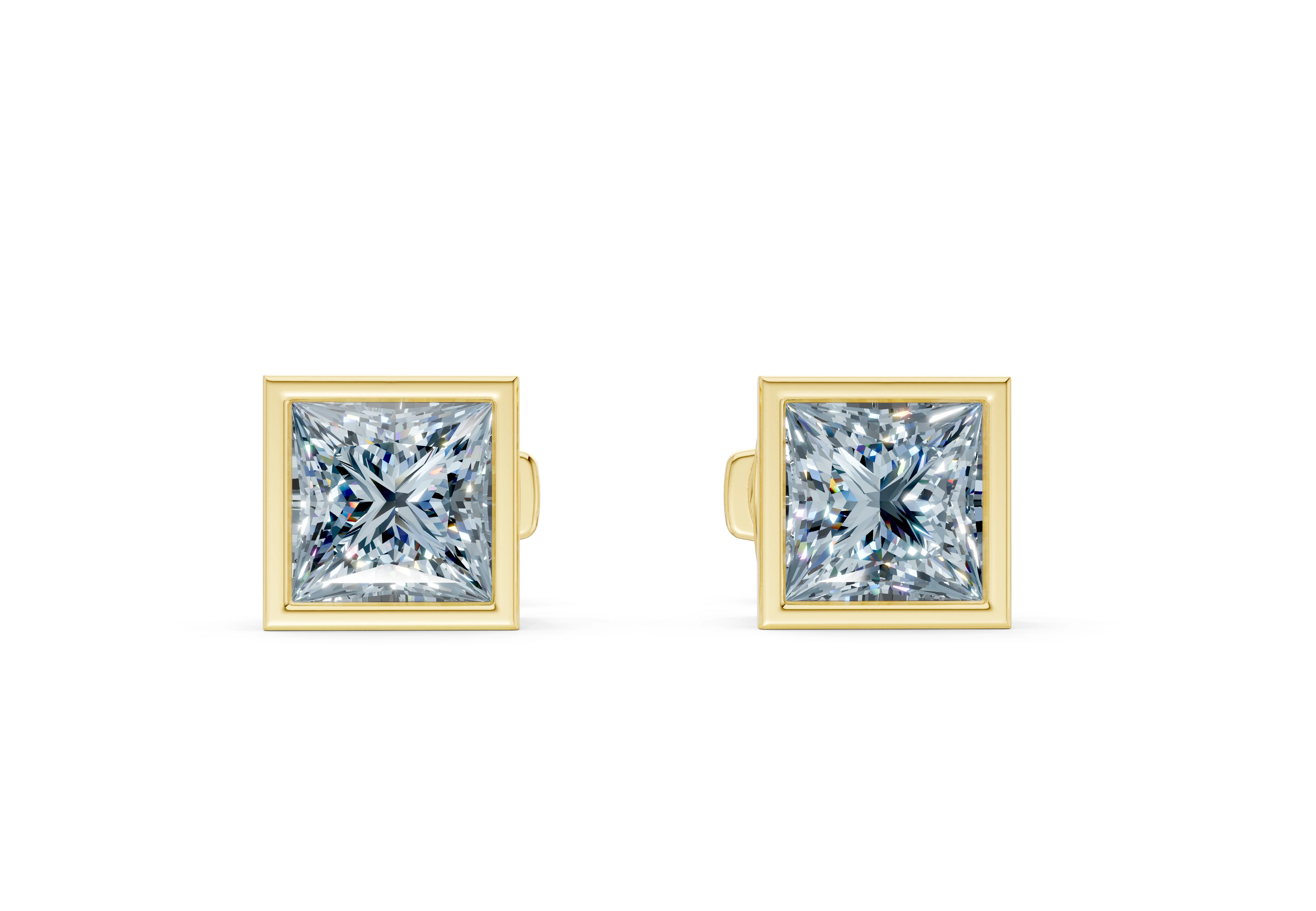 Solane Blue Diamond Princess Cut Bezel Studs