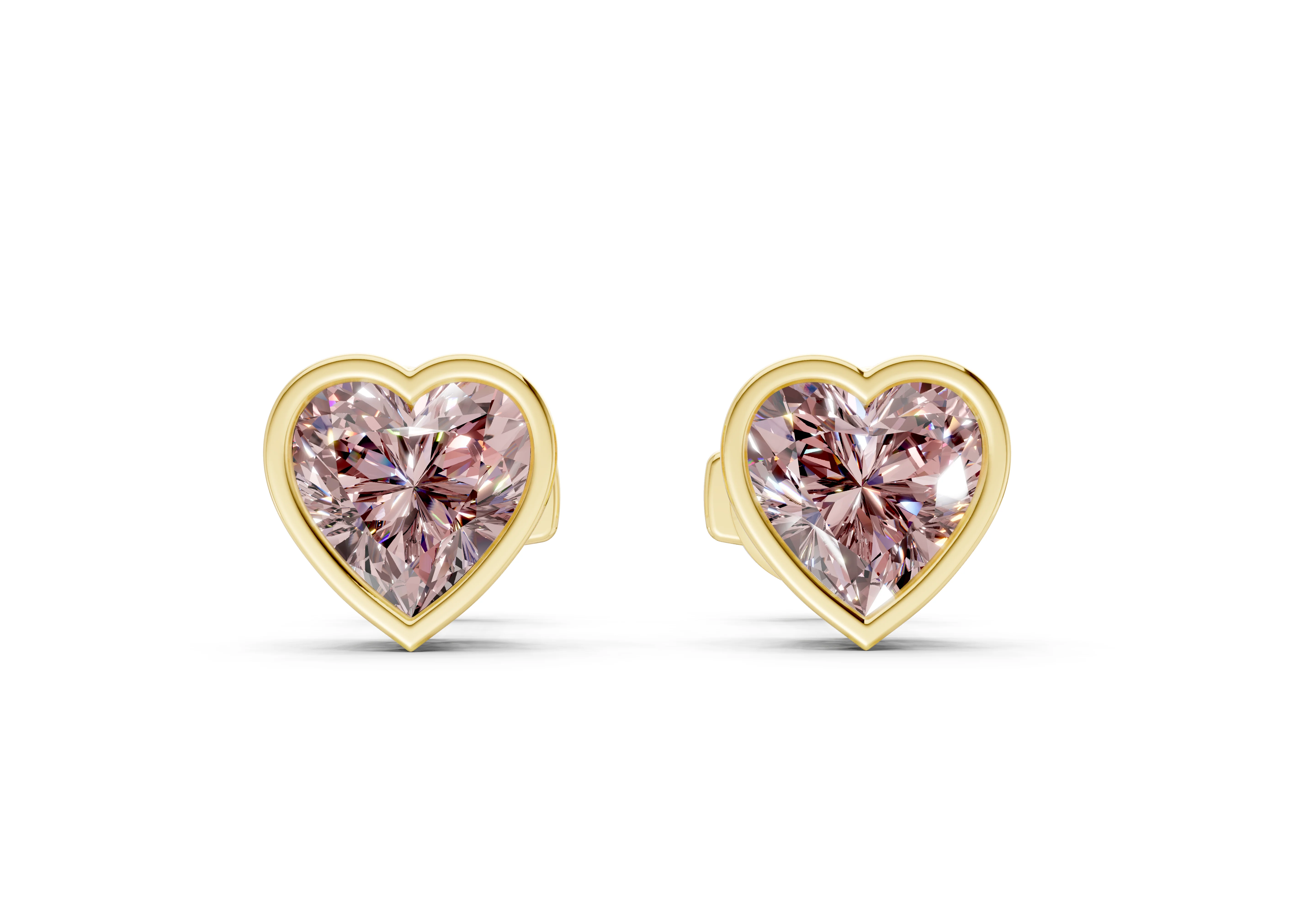 Solane Pink Diamond Heart Cut Bezel Studs