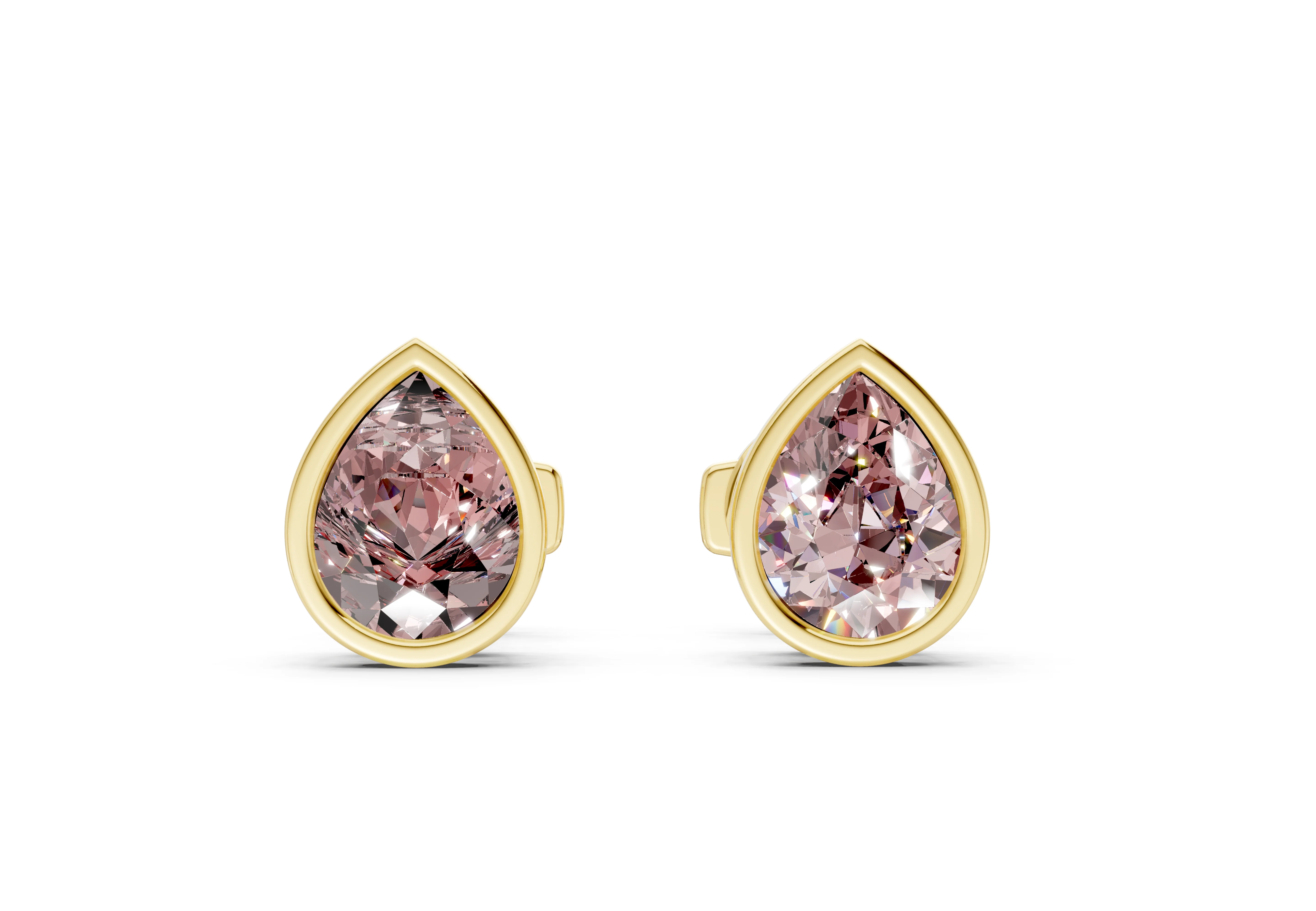 Solane Pink Diamond Pear Cut Bezel Studs