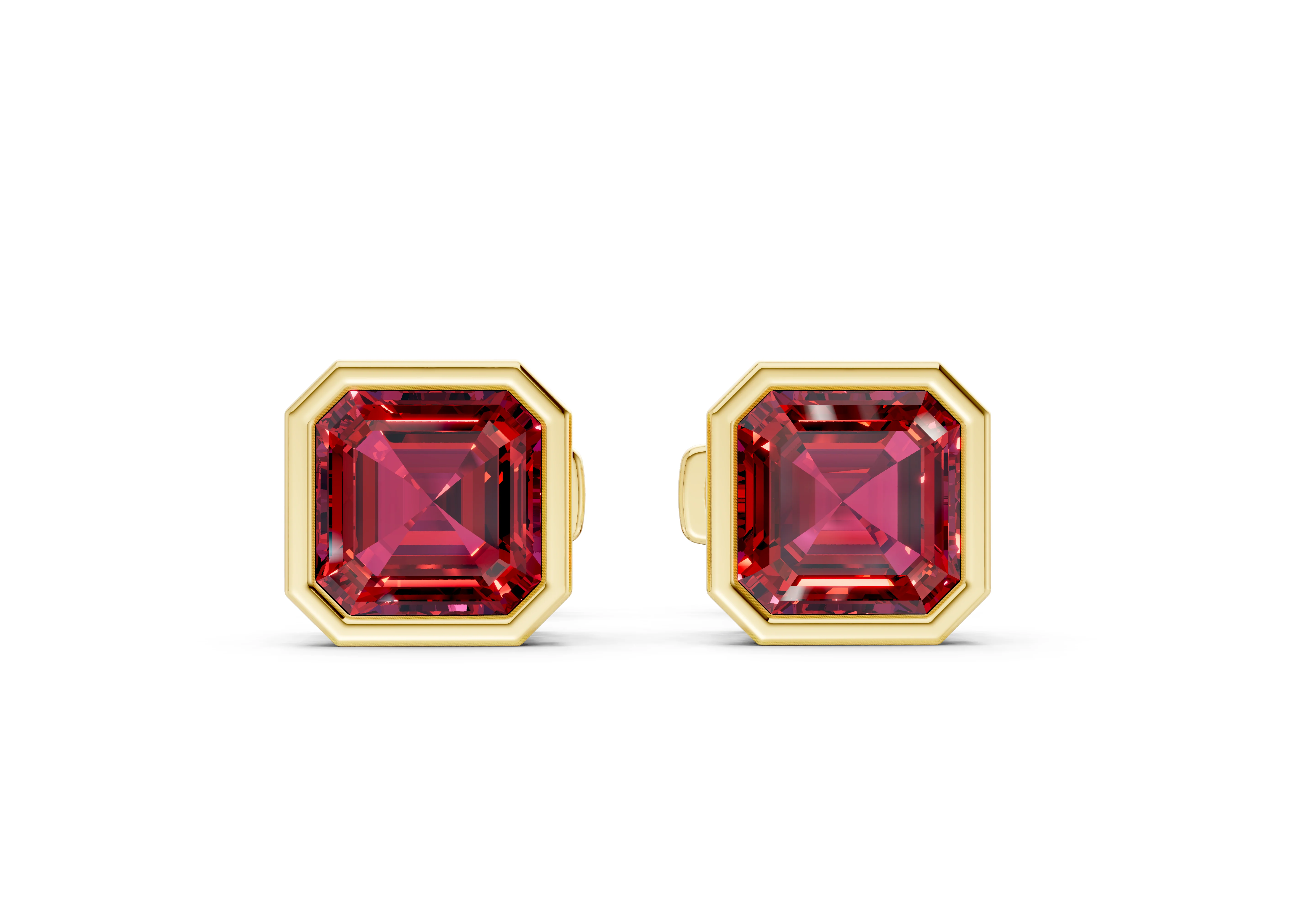 Solane Ruby Gemstone Asscher Cut Bezel Studs
