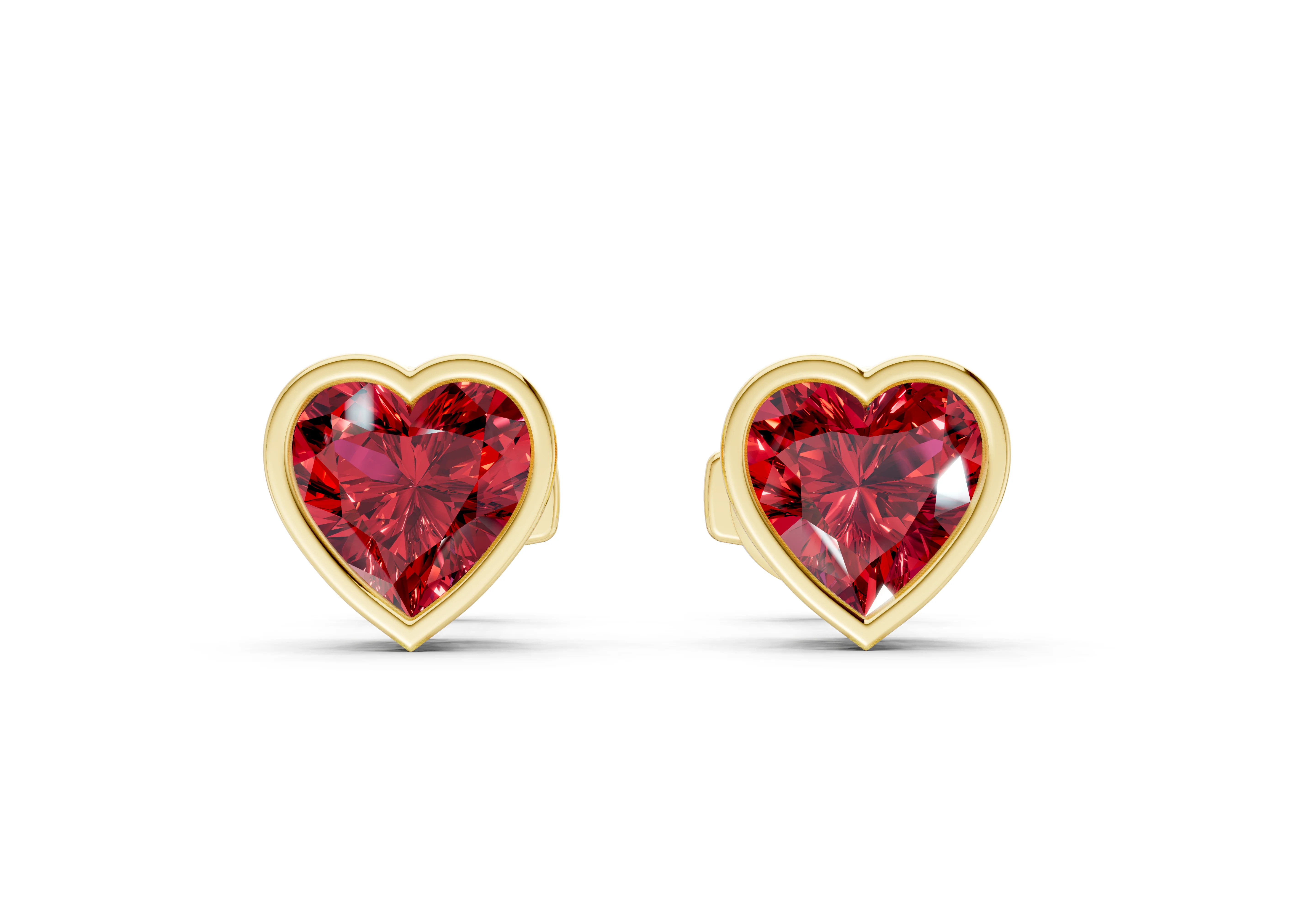 Solane Ruby Gemstone Heart Cut Bezel Studs