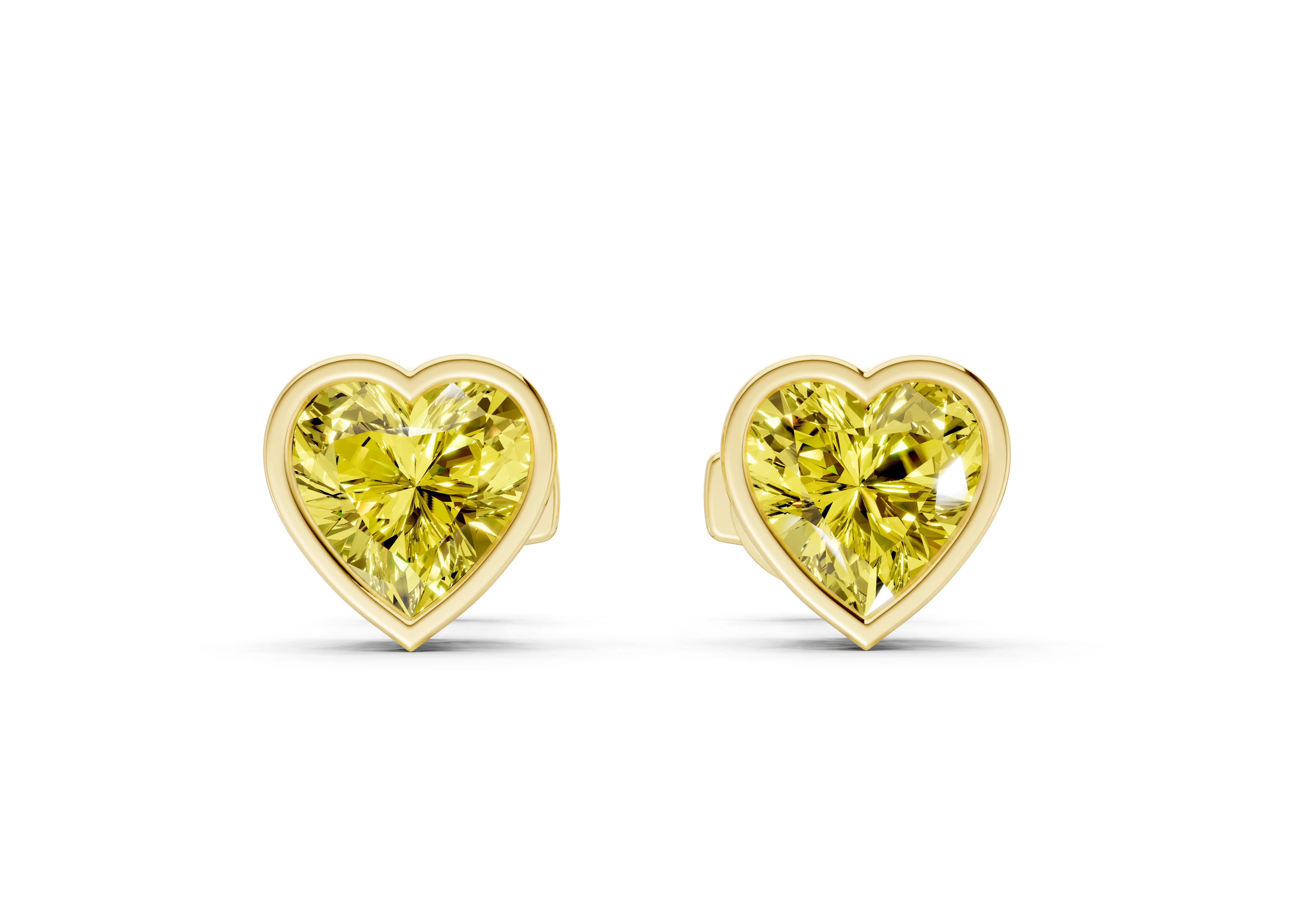 Solane Yellow Diamond Heart Cut Bezel Studs