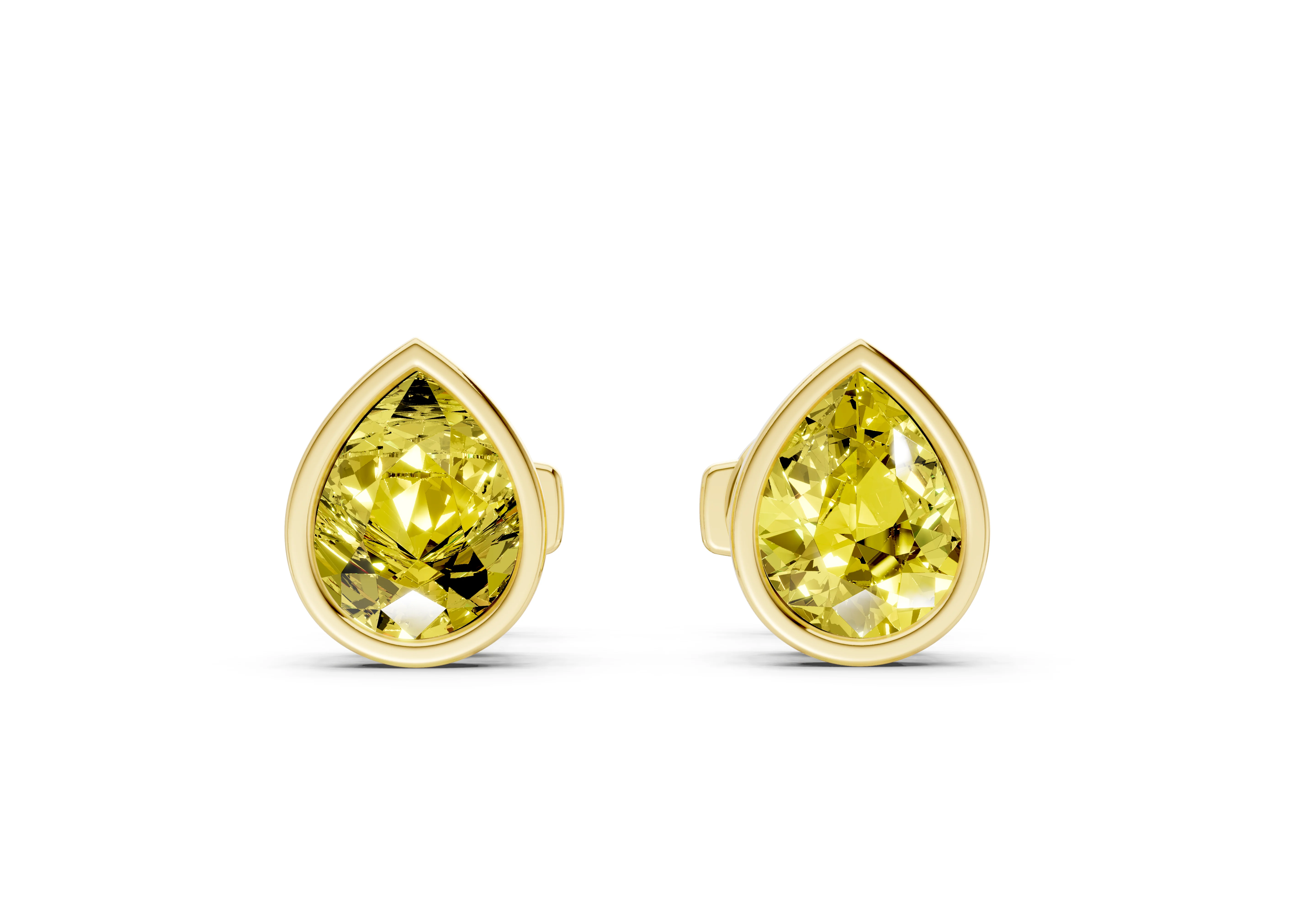 Solane Yellow Diamond Pear Cut Bezel Studs