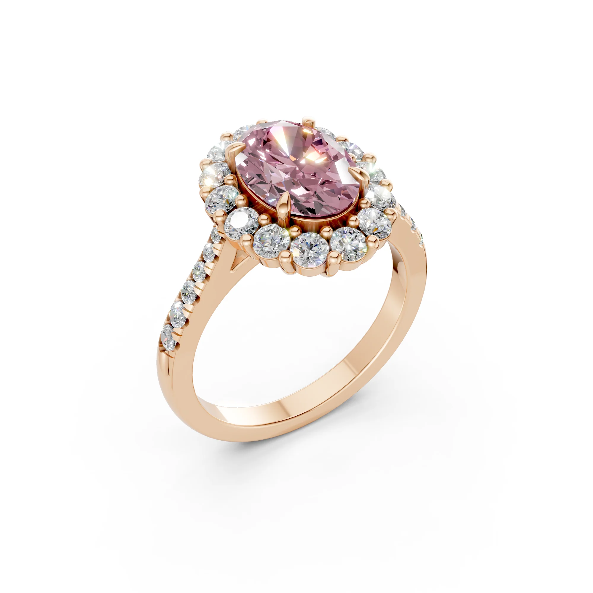 The Rose Halo Ring- 2.00ct Oval Fancy Vivid Pink, VS2 - Image 10