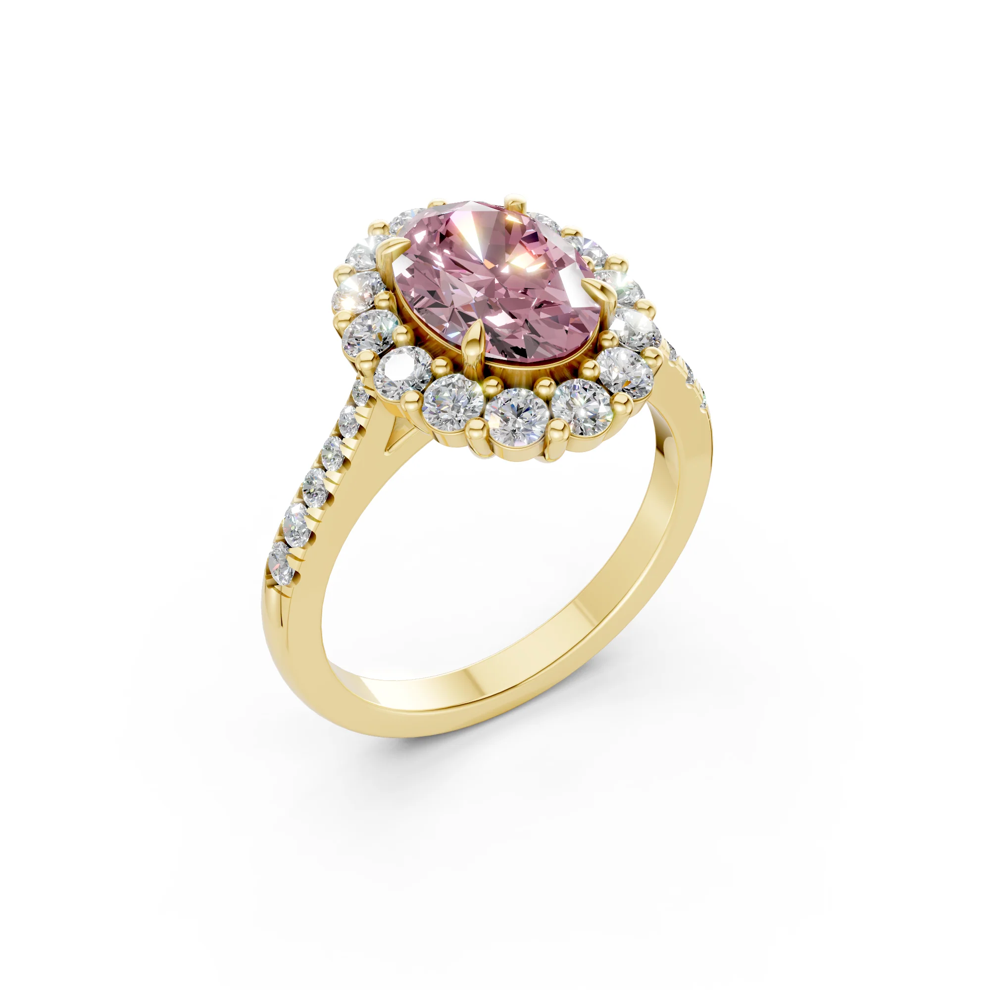 The Rose Halo Ring- 2.00ct Oval Fancy Vivid Pink, VS2 - Image 2