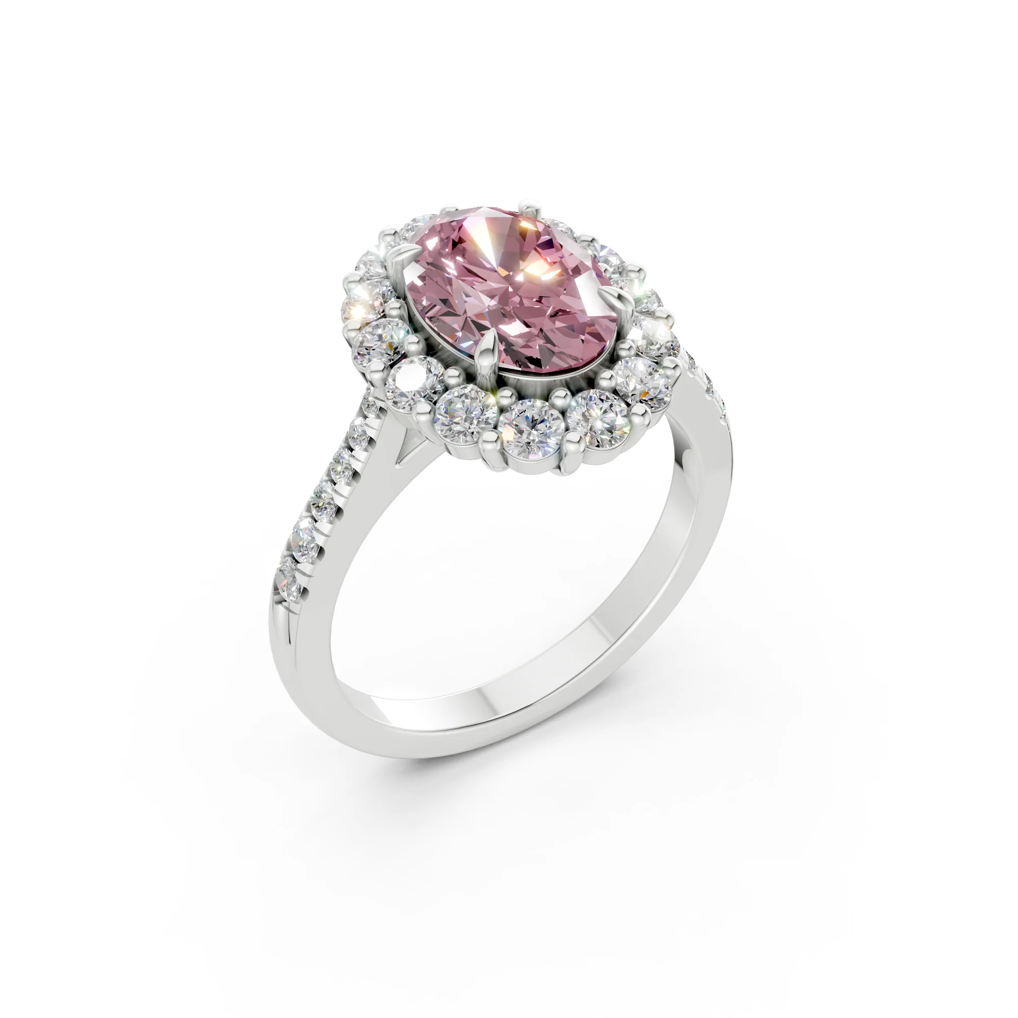 The Rose Halo Ring- 2.00ct Oval Fancy Vivid Pink, VS2 - Image 6