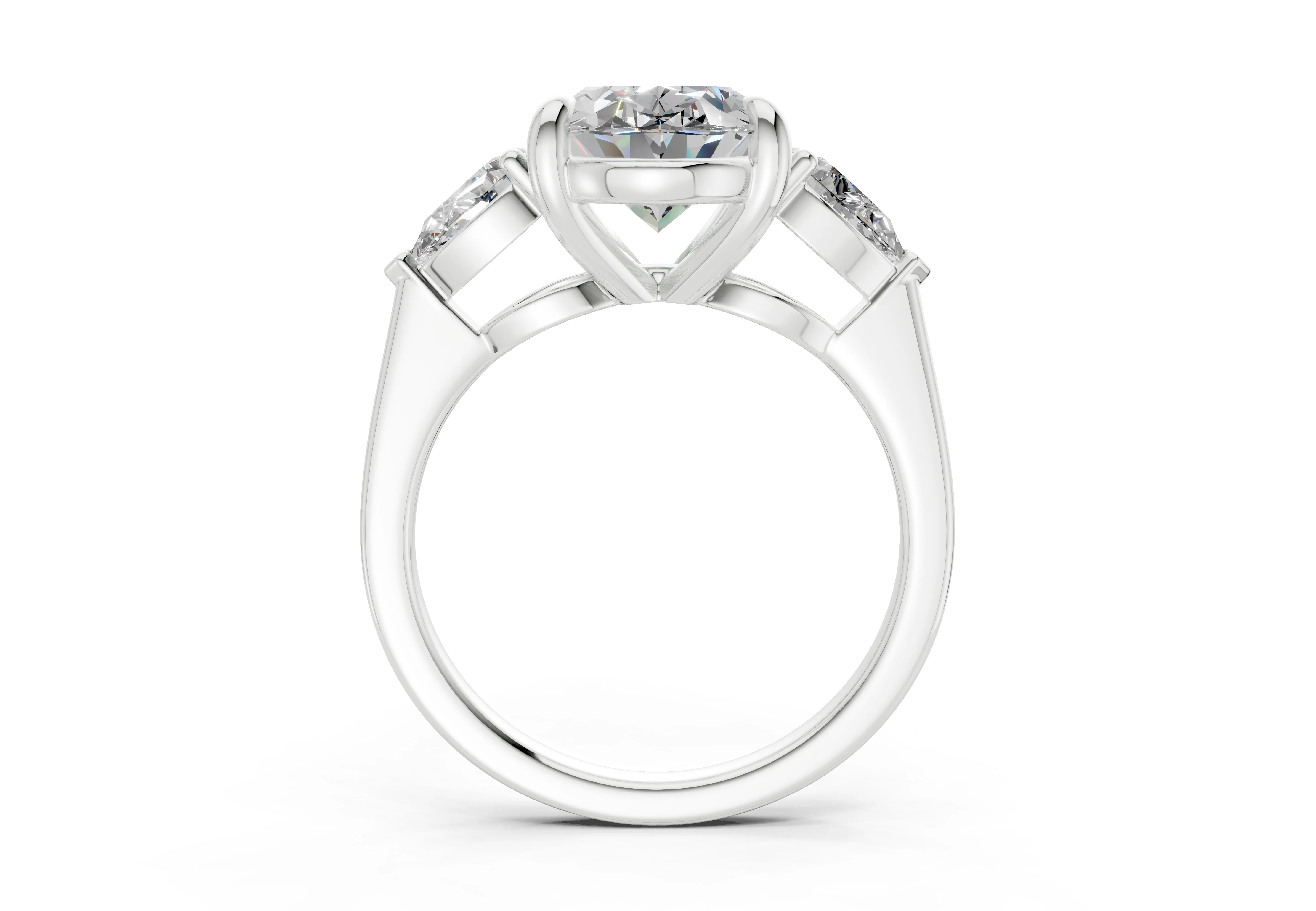 The Vara Three-Stone — 4.00ct Oval E VS1 with Pear Side Stones - Image 2