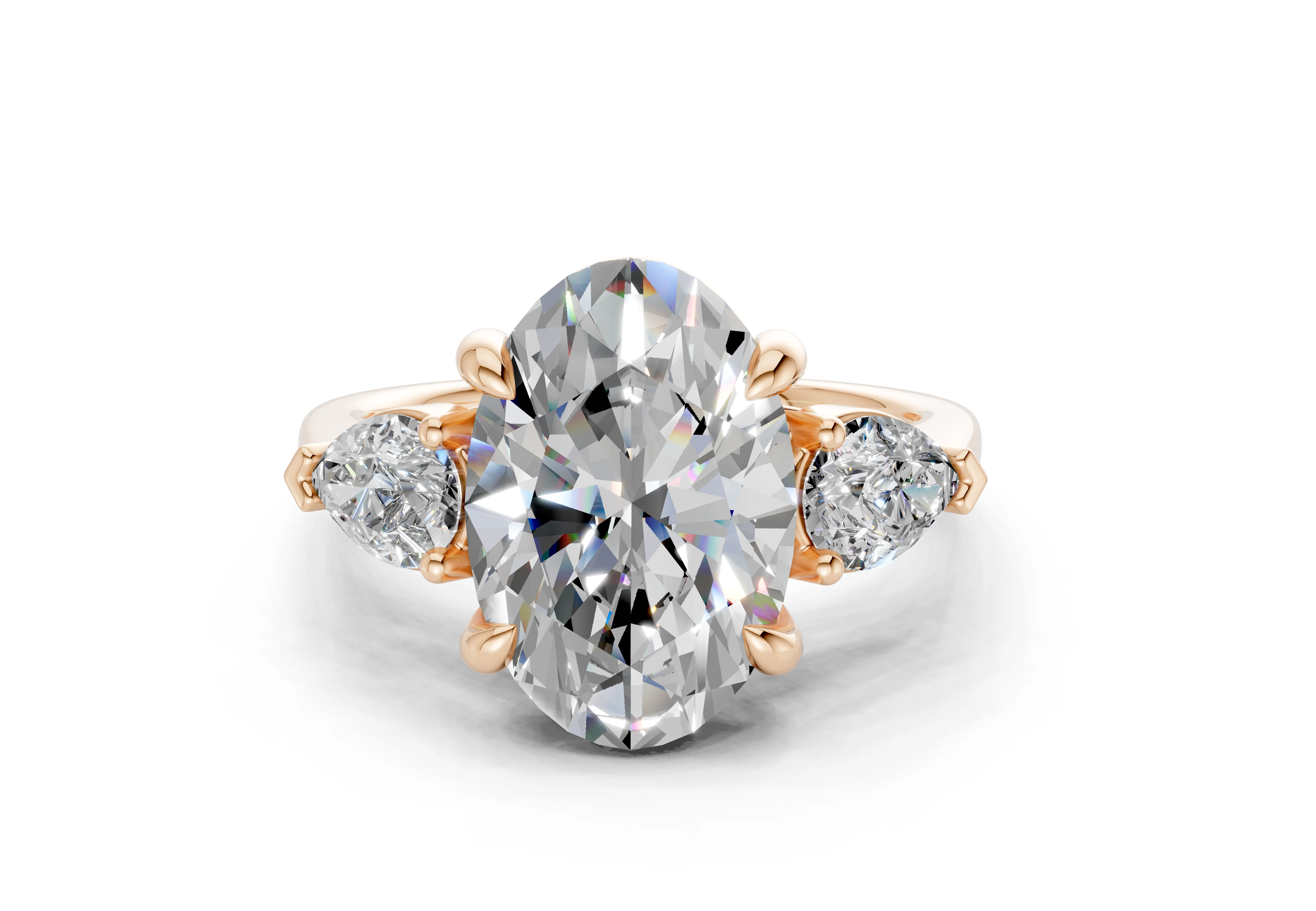 The Vara Three-Stone — 4.00ct Oval E VS1 with Pear Side Stones - Image 7
