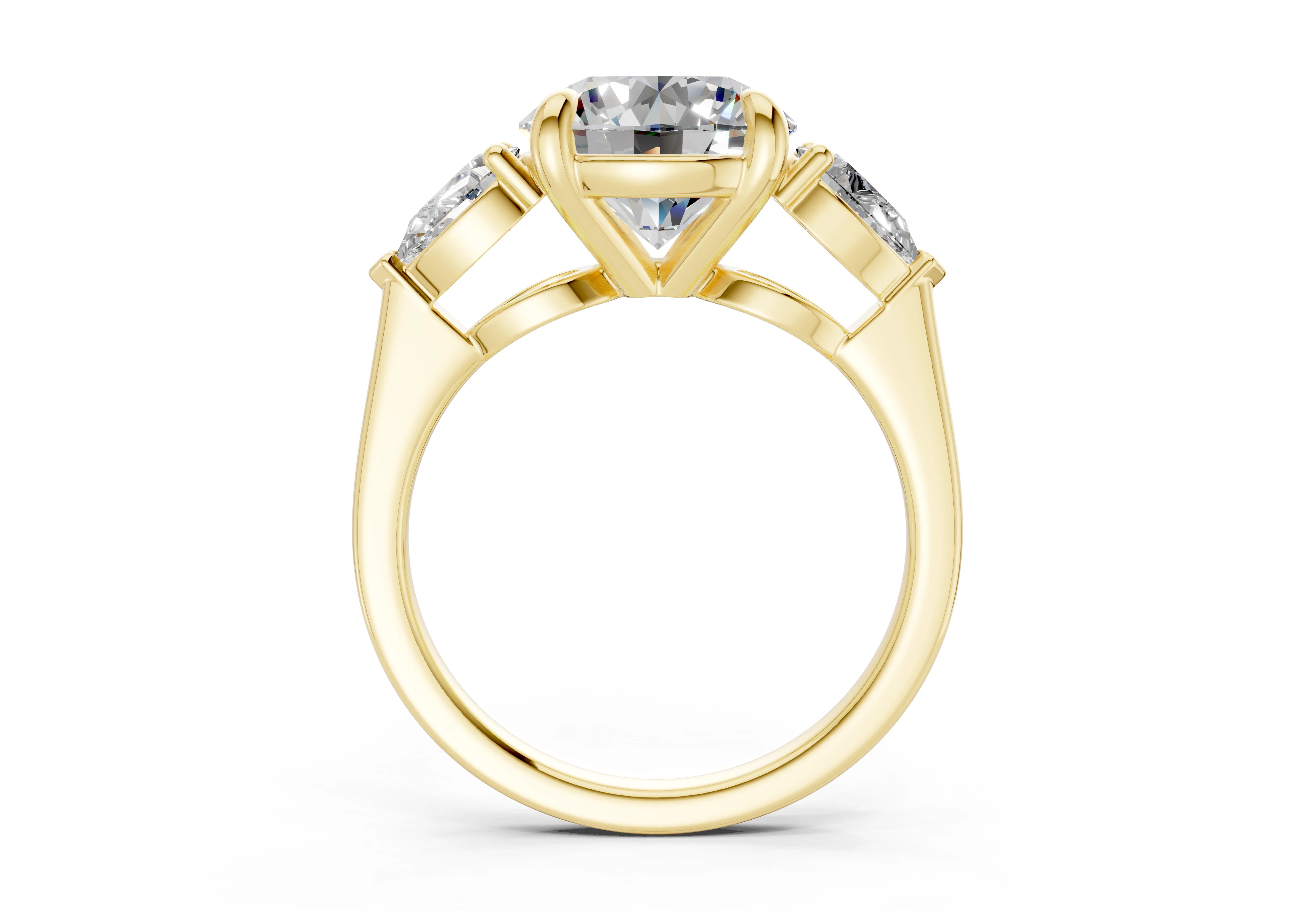 The Vara Three-Stone — 5.00ct Round E VS1 with Pear Side Stones - Image 2