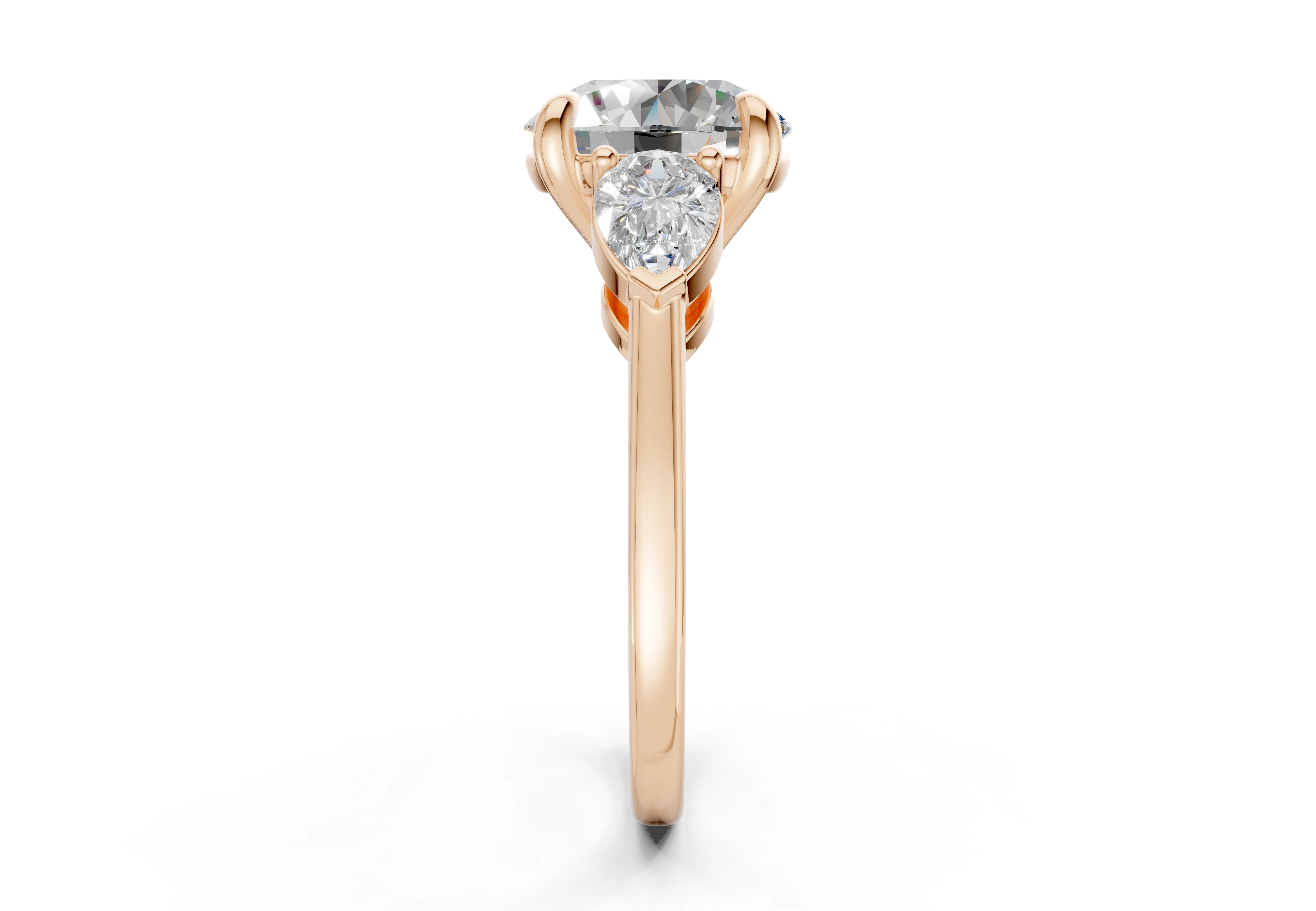 The Vara Three-Stone — 5.00ct Round E VS1 with Pear Side Stones - Image 6
