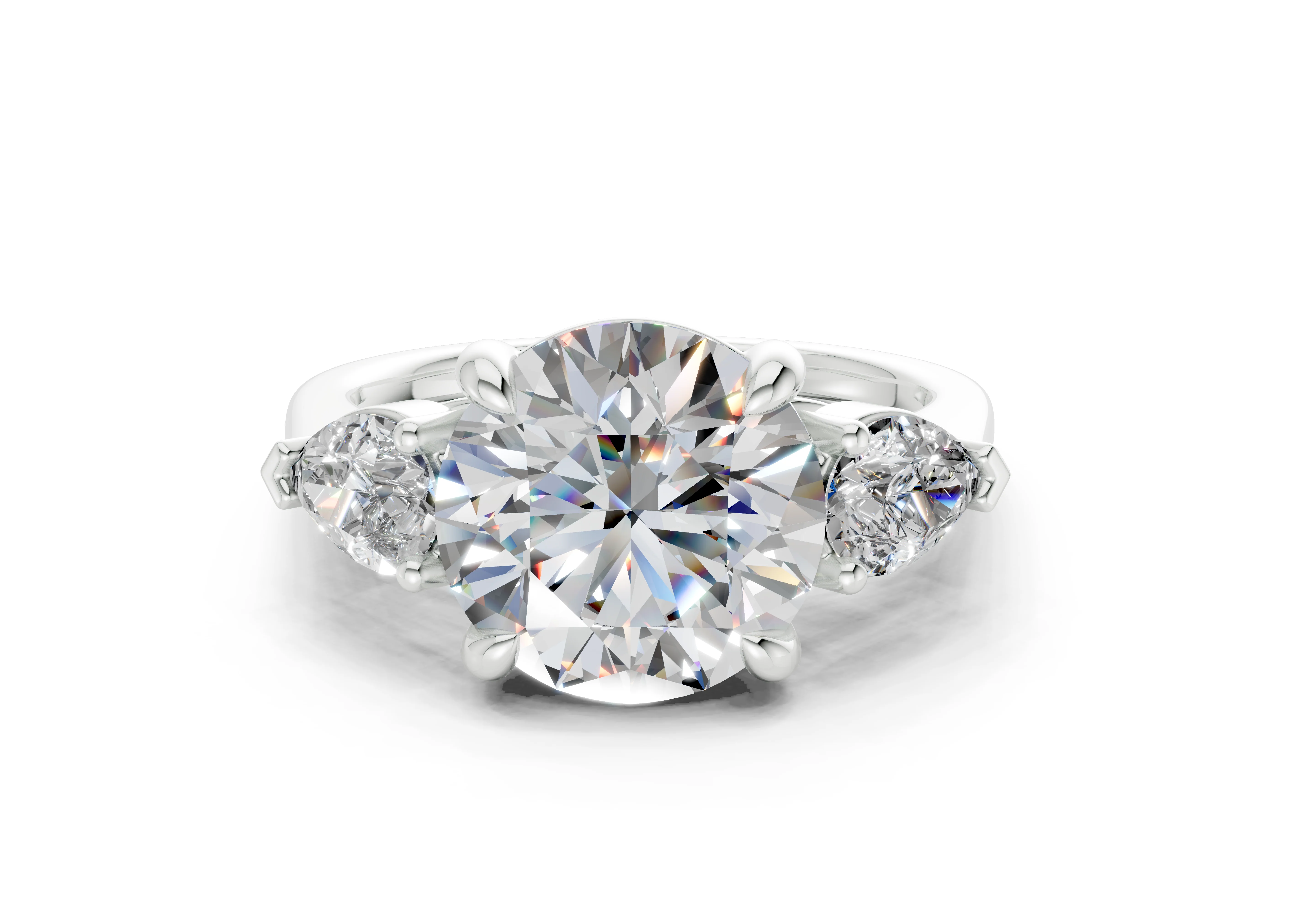 The Vara Three-Stone — 5.00ct Round E VS1 with Pear Side Stones - Image 7