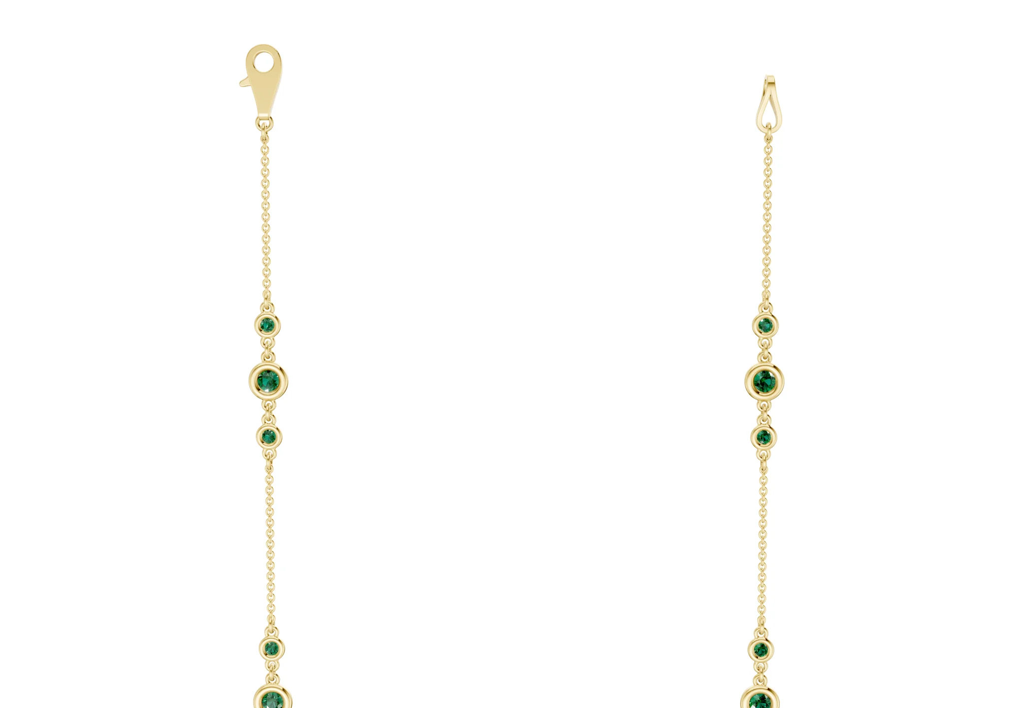 Trio Emerald Gemstone Stationed Necklace 1½ Carat Total Wt. - Image 3