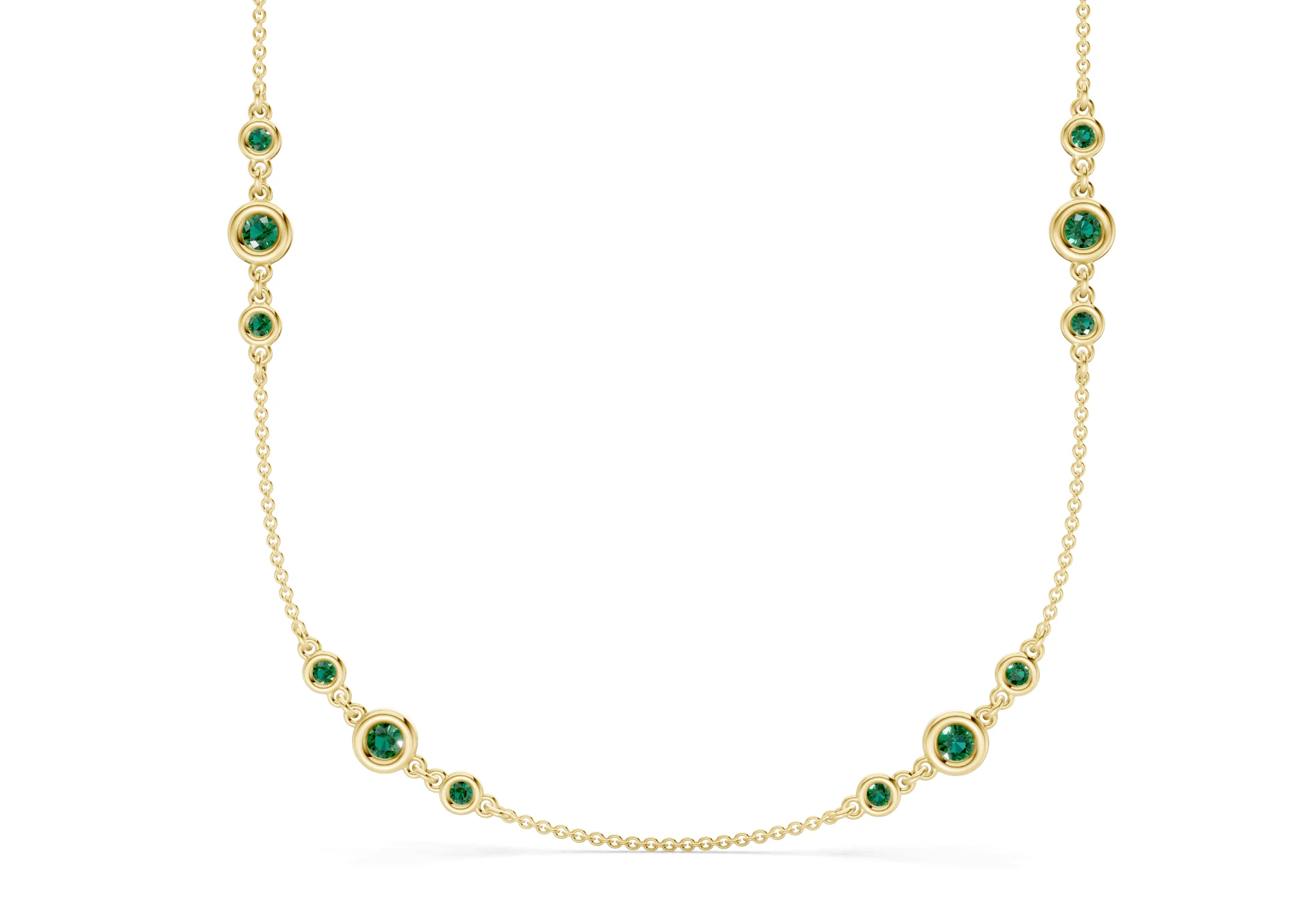 Trio Emerald Gemstone Stationed Necklace 1½ Carat Total Wt. - Image 5