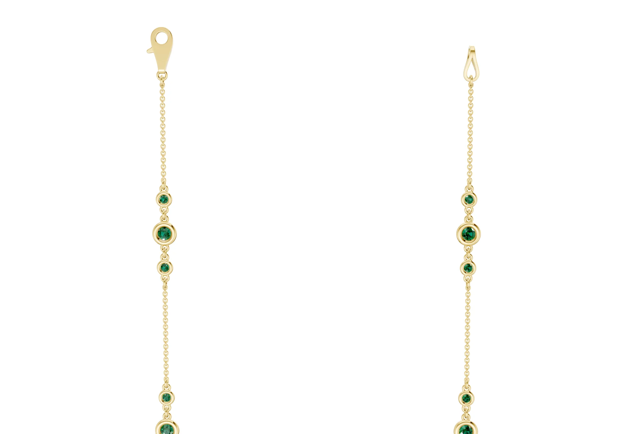 Trio Emerald Gemstone Stationed Necklace 1½ Carat Total Wt. - Image 6