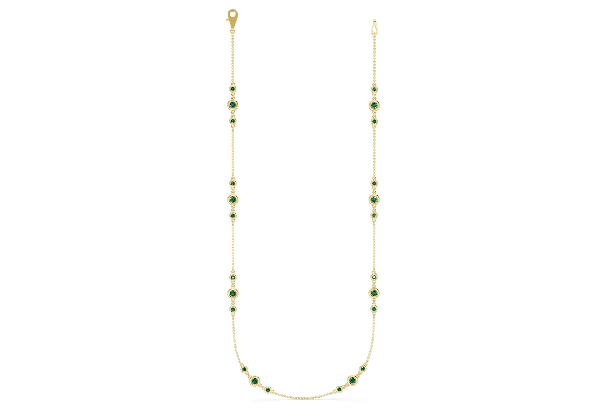 Trio Emerald Gemstone Stationed Necklace 1½ Carat Total Wt. - Image 7