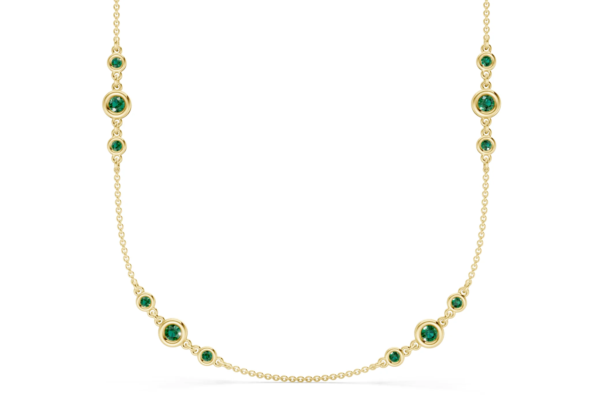 Trio Emerald Gemstone Stationed Necklace 1½ Carat Total Wt. - Image 8