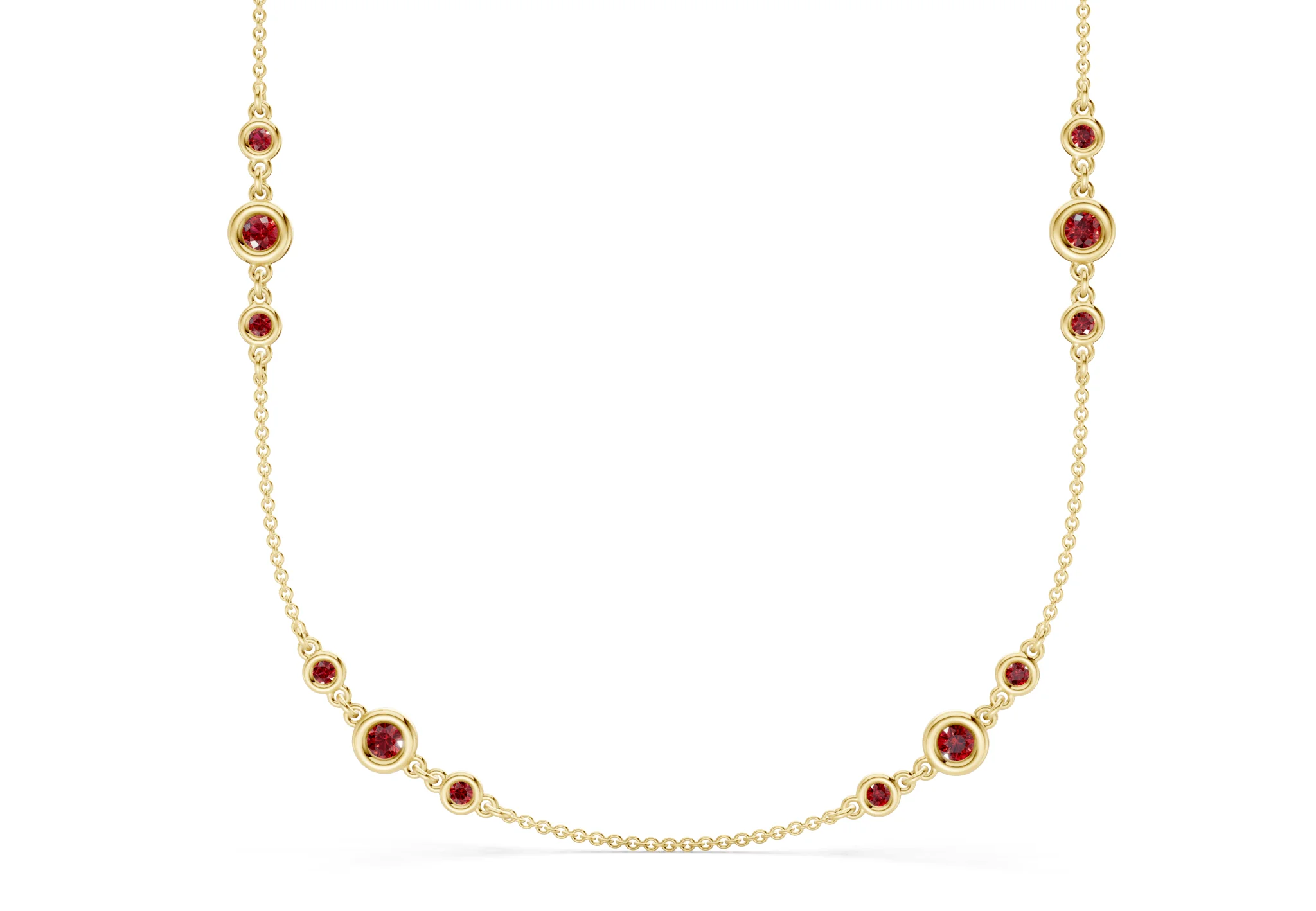 Trio Ruby Gemstone Stationed Necklace 1½ Carat Total Wt. - Image 5