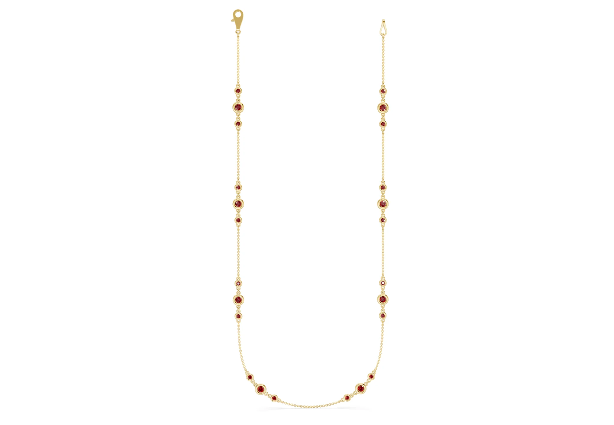 Trio Ruby Gemstone Stationed Necklace 1½ Carat Total Wt. - Image 7