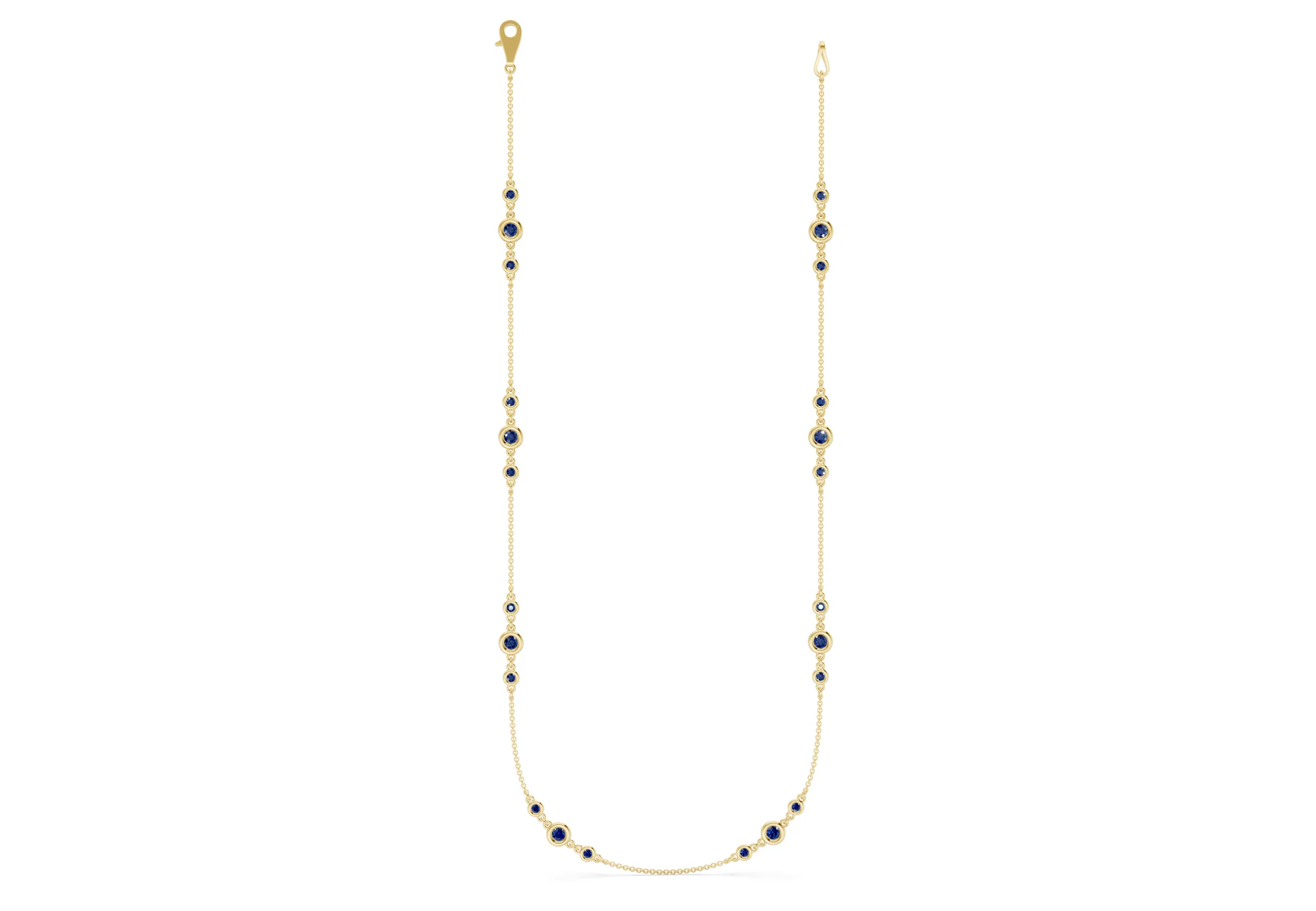 Trio Sapphire Gemstone Stationed Necklace 1½ Carat Total Wt. - Image 4